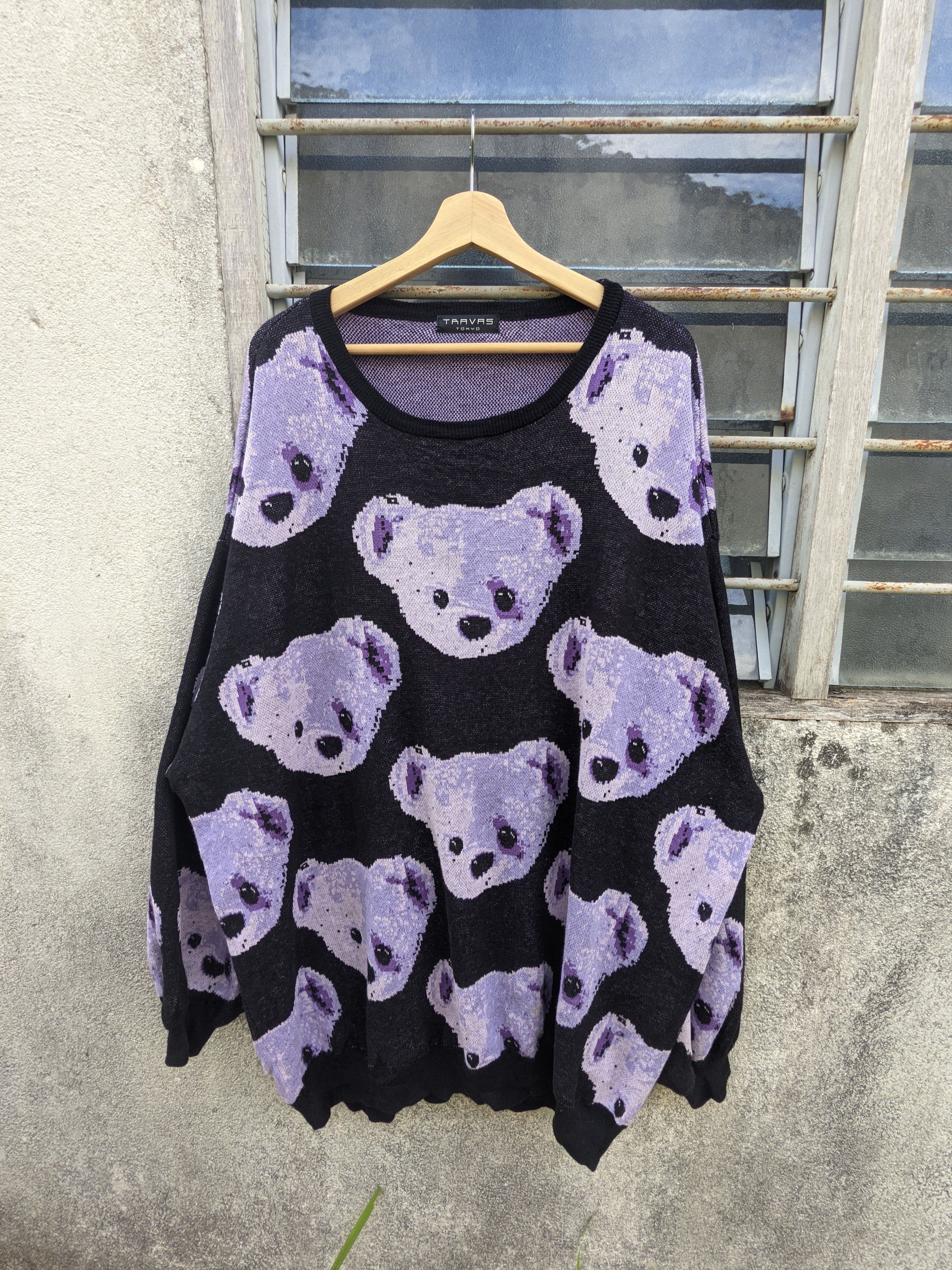 Homespun Knitwear × Japanese Brand Travas Tokyo Fullprint Bear Baggy Knitwear Size US XXL / EU 58 / 5 - 5 Thumbnail
