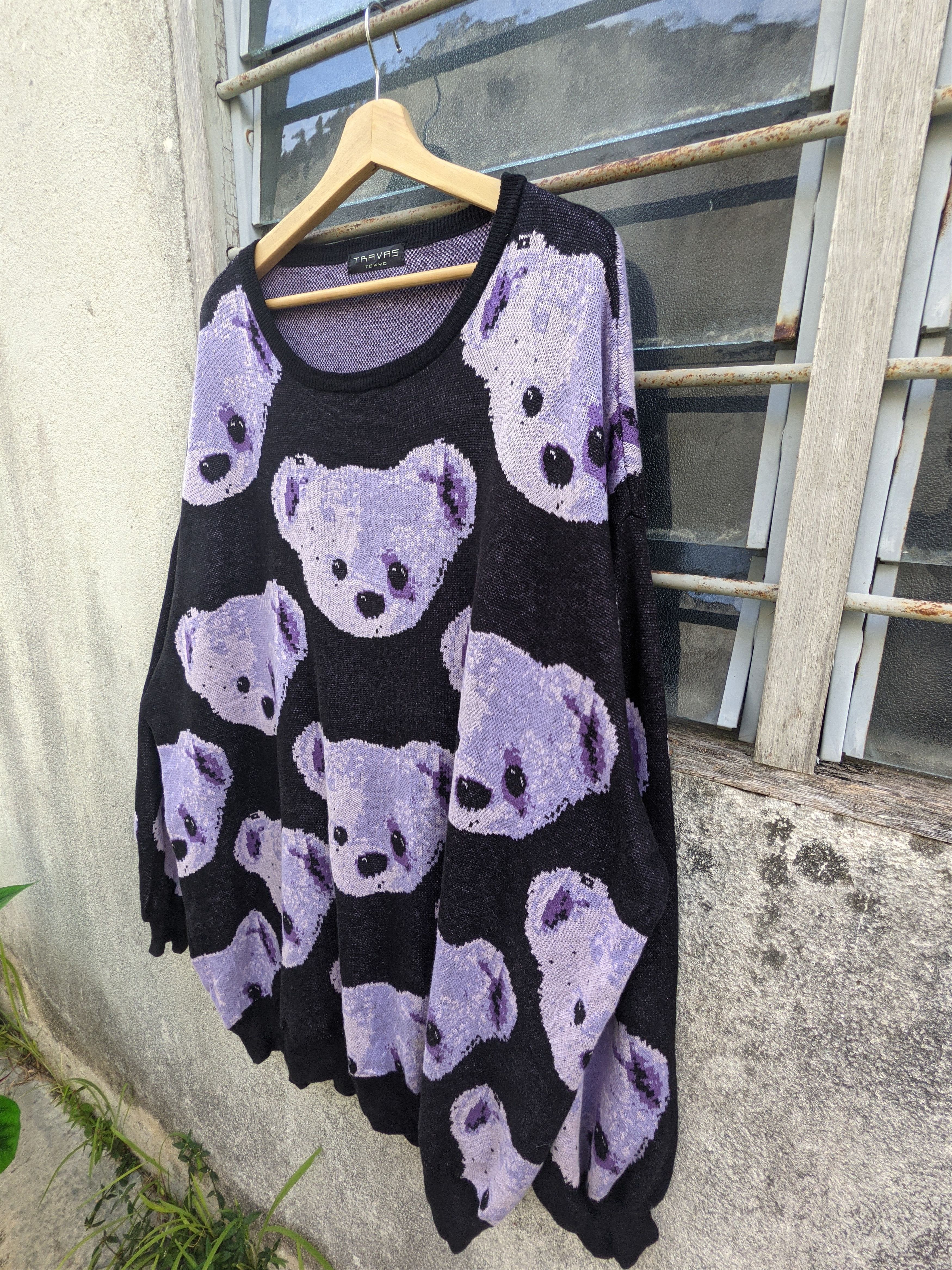 Homespun Knitwear × Japanese Brand Travas Tokyo Fullprint Bear Baggy Knitwear Size US XXL / EU 58 / 5 - 3 Thumbnail