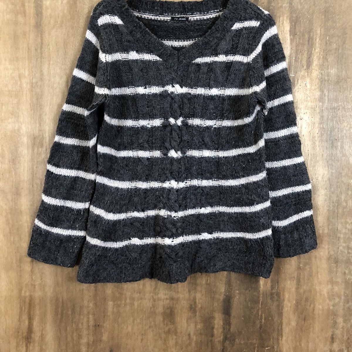 Japanese Brand × Solid and Striped RU Jeans Mohair Grey Stripe Knitwear #088 Size US M / EU 48-50 / 2 - 3 Thumbnail