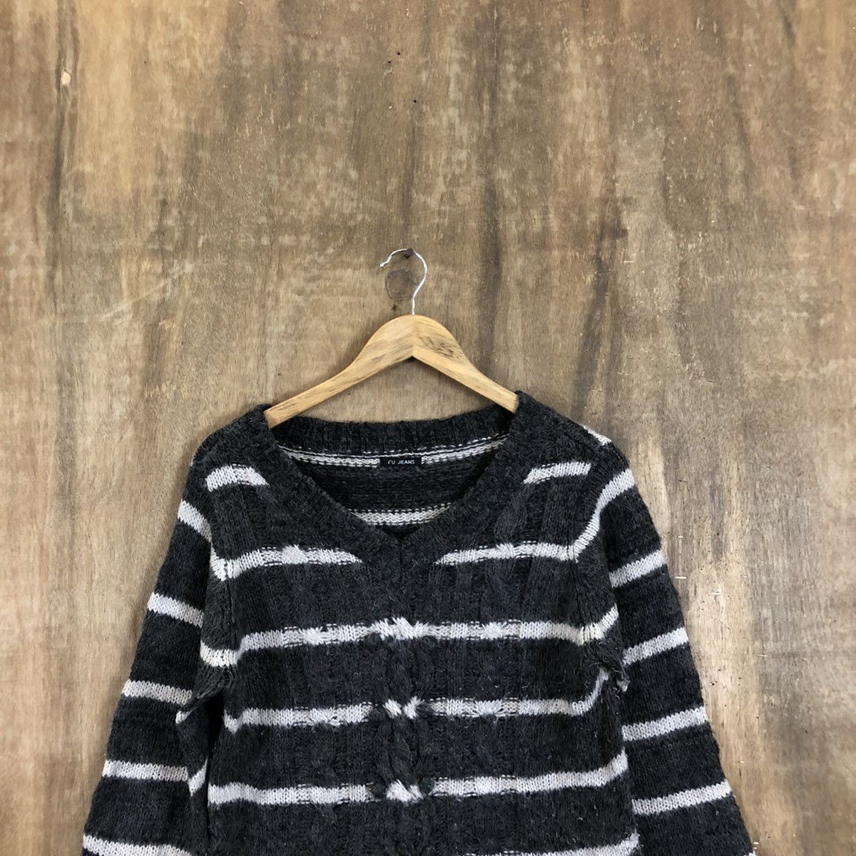 Japanese Brand × Solid and Striped RU Jeans Mohair Grey Stripe Knitwear #088 Size US M / EU 48-50 / 2 - 2 Thumbnail