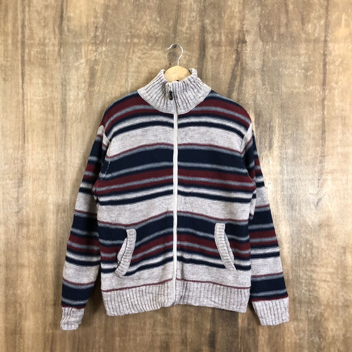 Japanese Brand × OVER THE STRiPES Freude Stripe Turtle neck Knitwear Sweater #075 Size US L / EU 52-54 / 3 - 1 Thumbnail