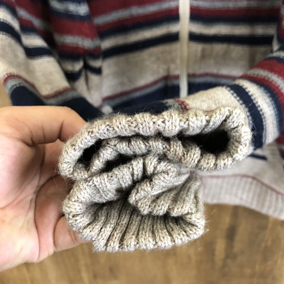 Japanese Brand × OVER THE STRiPES Freude Stripe Turtle neck Knitwear Sweater #075 Size US L / EU 52-54 / 3 - 4 Thumbnail