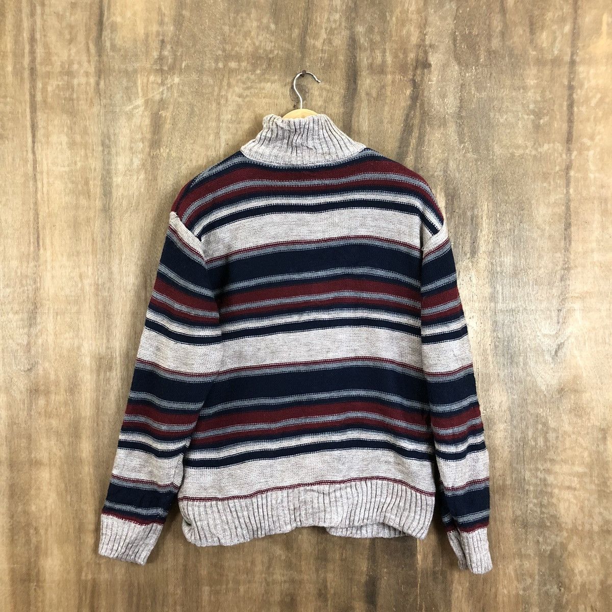 Japanese Brand × OVER THE STRiPES Freude Stripe Turtle neck Knitwear Sweater #075 Size US L / EU 52-54 / 3 - 7 Thumbnail