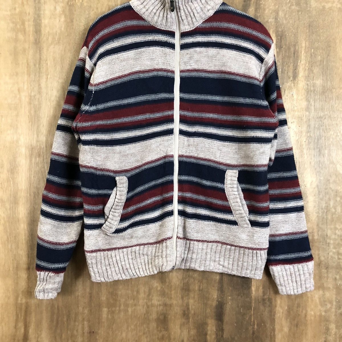 Japanese Brand × OVER THE STRiPES Freude Stripe Turtle neck Knitwear Sweater #075 Size US L / EU 52-54 / 3 - 3 Thumbnail