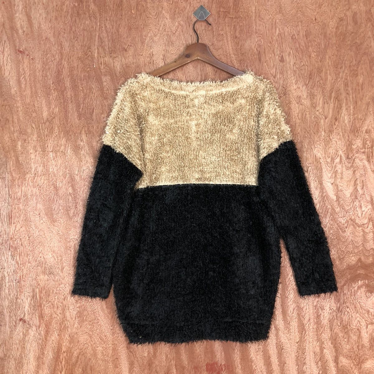 Homespun Knitwear × Japanese Brand Dwier Black Mohair Striped Baggy Knitwear #0416 Size US L / EU 52-54 / 3 - 11 Thumbnail