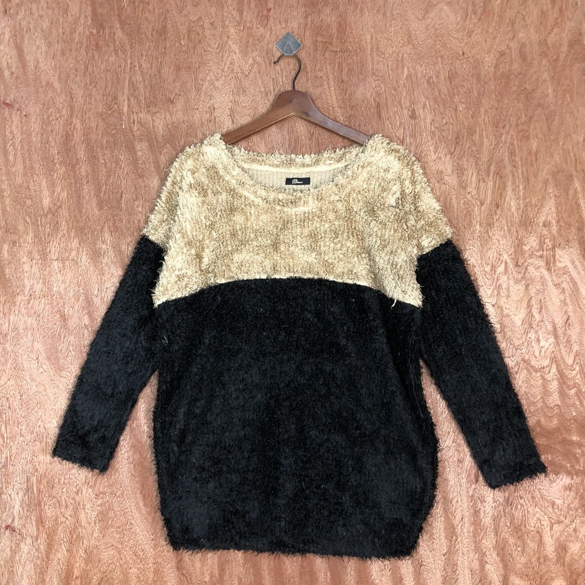 Homespun Knitwear × Japanese Brand Dwier Black Mohair Striped Baggy Knitwear #0416 Size US L / EU 52-54 / 3 - 3 Thumbnail