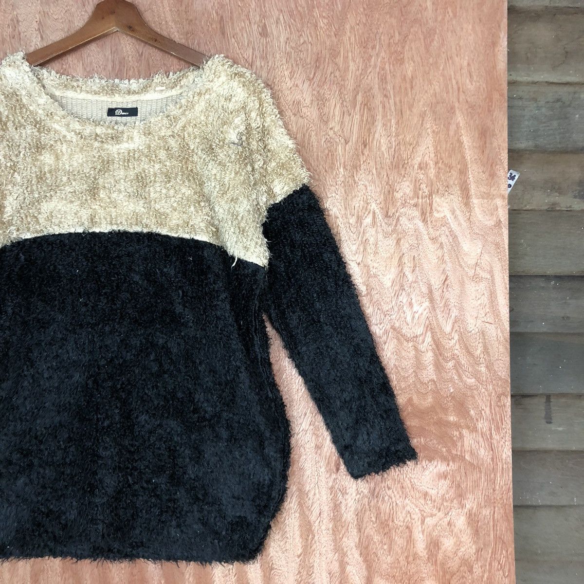 Homespun Knitwear × Japanese Brand Dwier Black Mohair Striped Baggy Knitwear #0416 Size US L / EU 52-54 / 3 - 5 Thumbnail