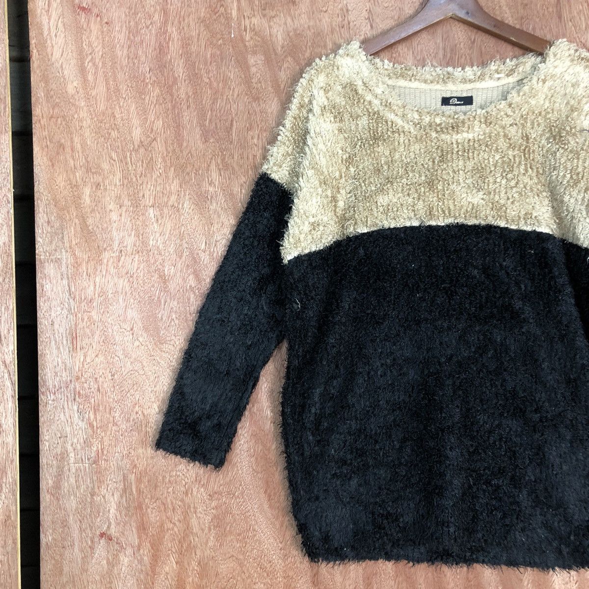 Homespun Knitwear × Japanese Brand Dwier Black Mohair Striped Baggy Knitwear #0416 Size US L / EU 52-54 / 3 - 7 Thumbnail