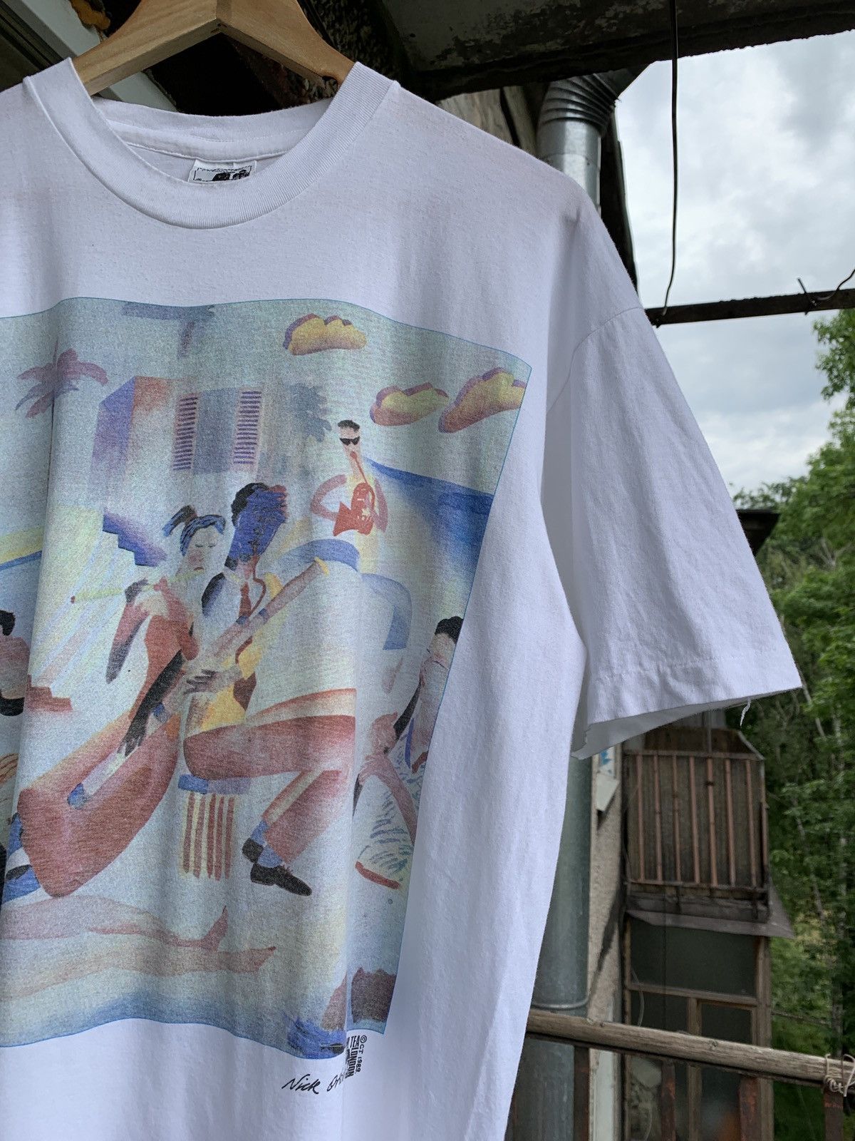 Vintage 1989 Vintage Cream Tea London Nick Orsborn Art Graphic Tee Size US XL / EU 56 / 4 - 4 Thumbnail