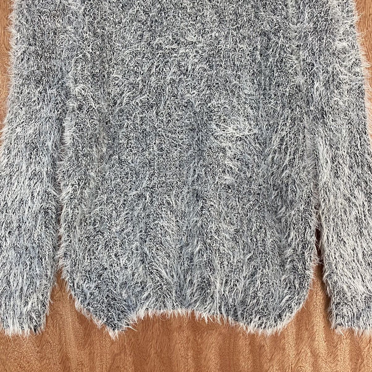 Homespun Knitwear GRL White Black Mohair Shag SHaggy Fur Knitwear #0389 Size US M / EU 48-50 / 2 - 8 Thumbnail