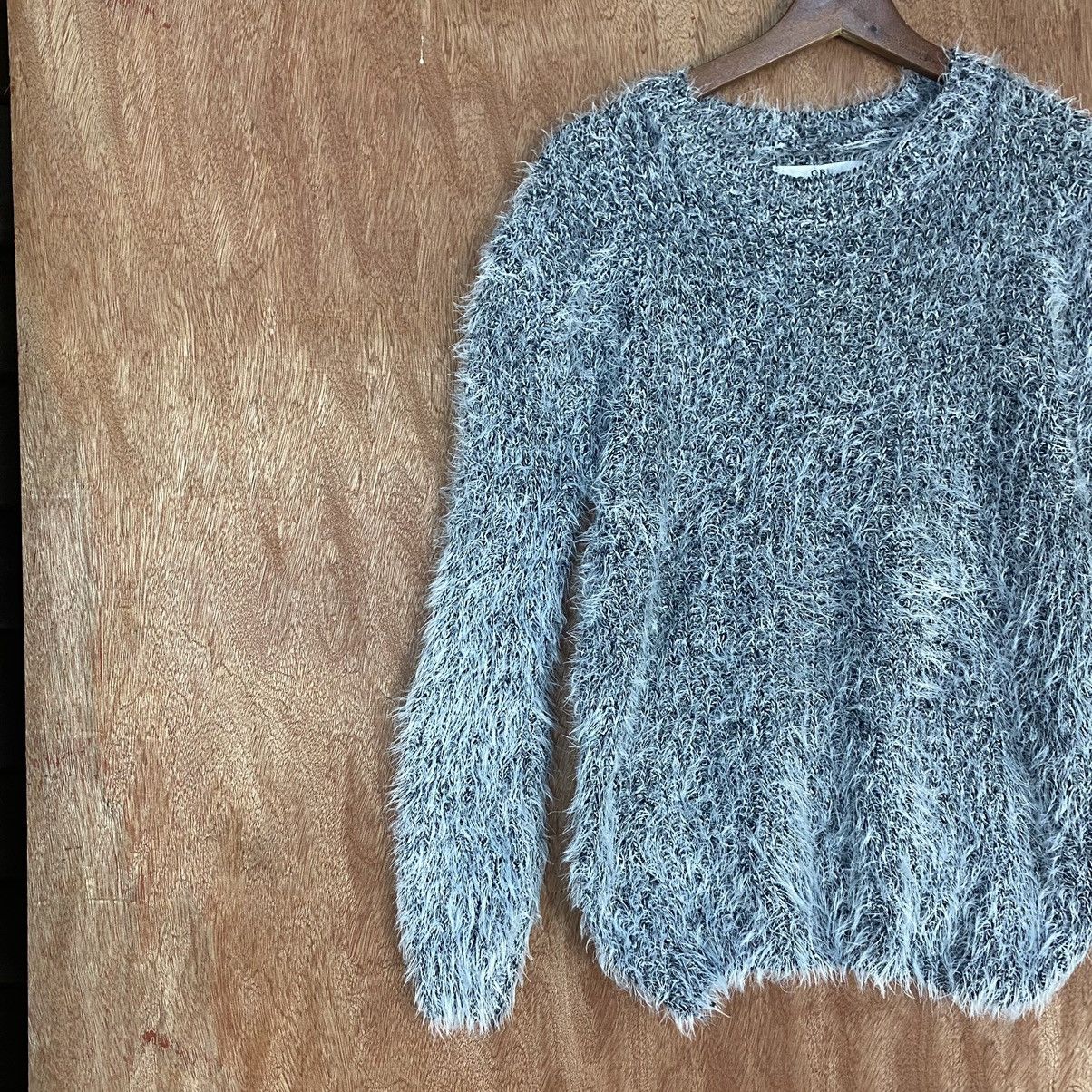 Homespun Knitwear GRL White Black Mohair Shag SHaggy Fur Knitwear #0389 Size US M / EU 48-50 / 2 - 7 Thumbnail