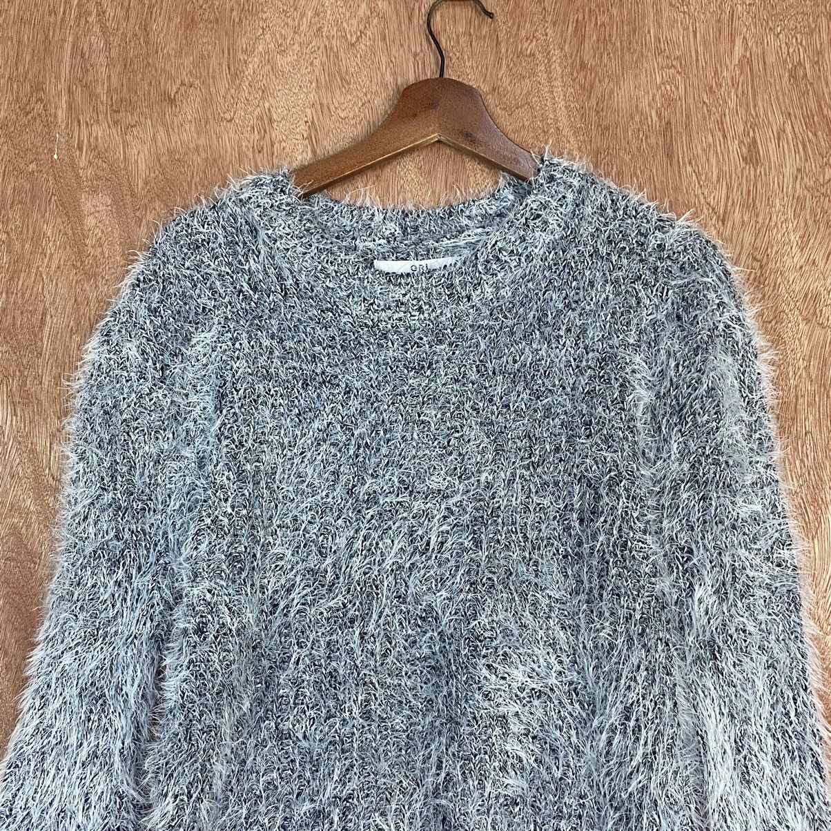 Homespun Knitwear GRL White Black Mohair Shag SHaggy Fur Knitwear #0389 Size US M / EU 48-50 / 2 - 9 Thumbnail