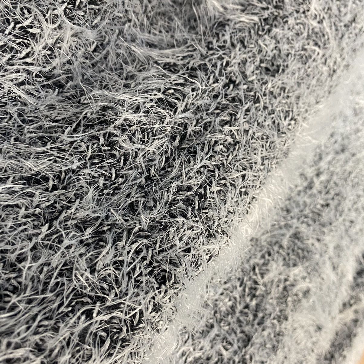 Homespun Knitwear GRL White Black Mohair Shag SHaggy Fur Knitwear #0389 Size US M / EU 48-50 / 2 - 14 Thumbnail