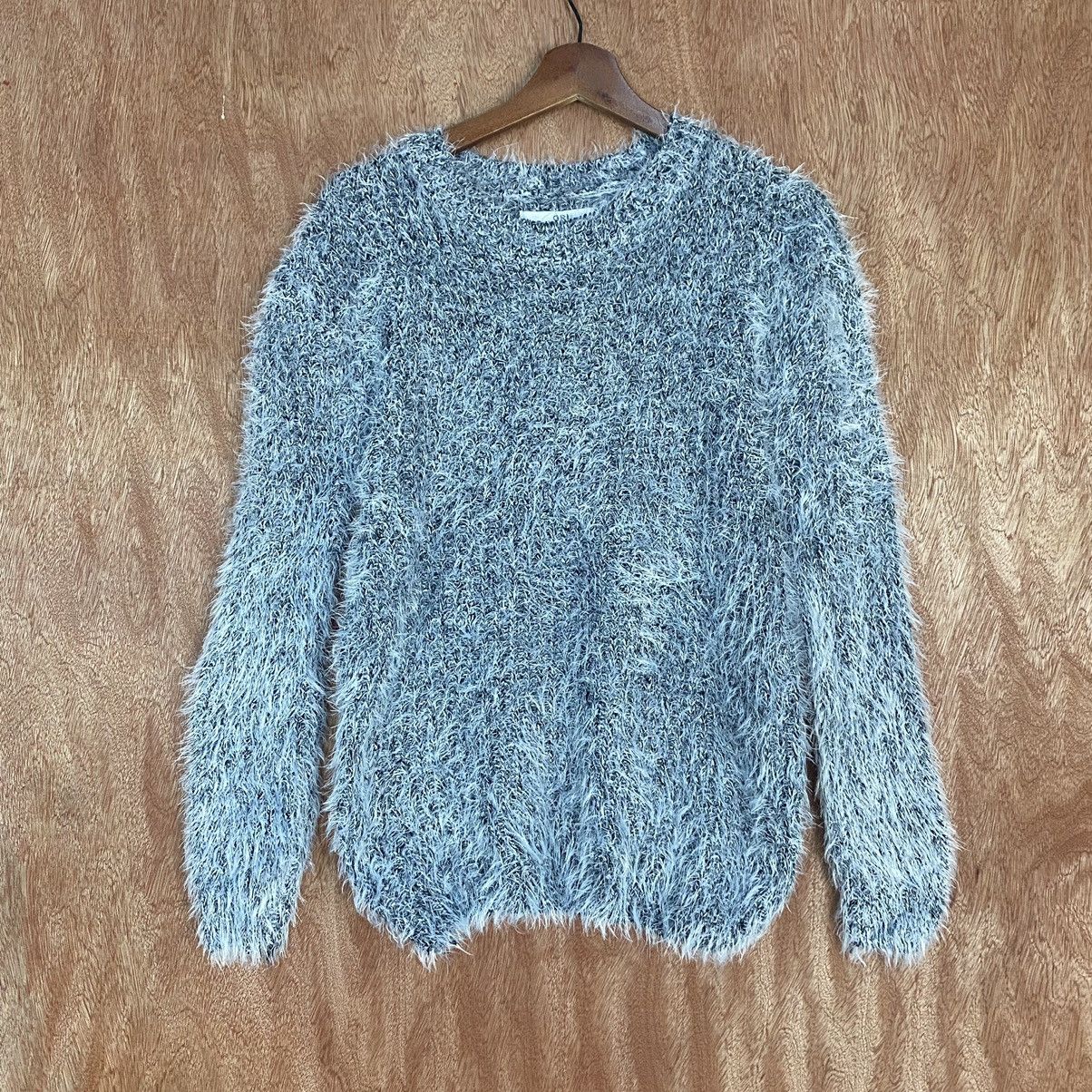 Homespun Knitwear GRL White Black Mohair Shag SHaggy Fur Knitwear #0389 Size US M / EU 48-50 / 2 - 1 Thumbnail