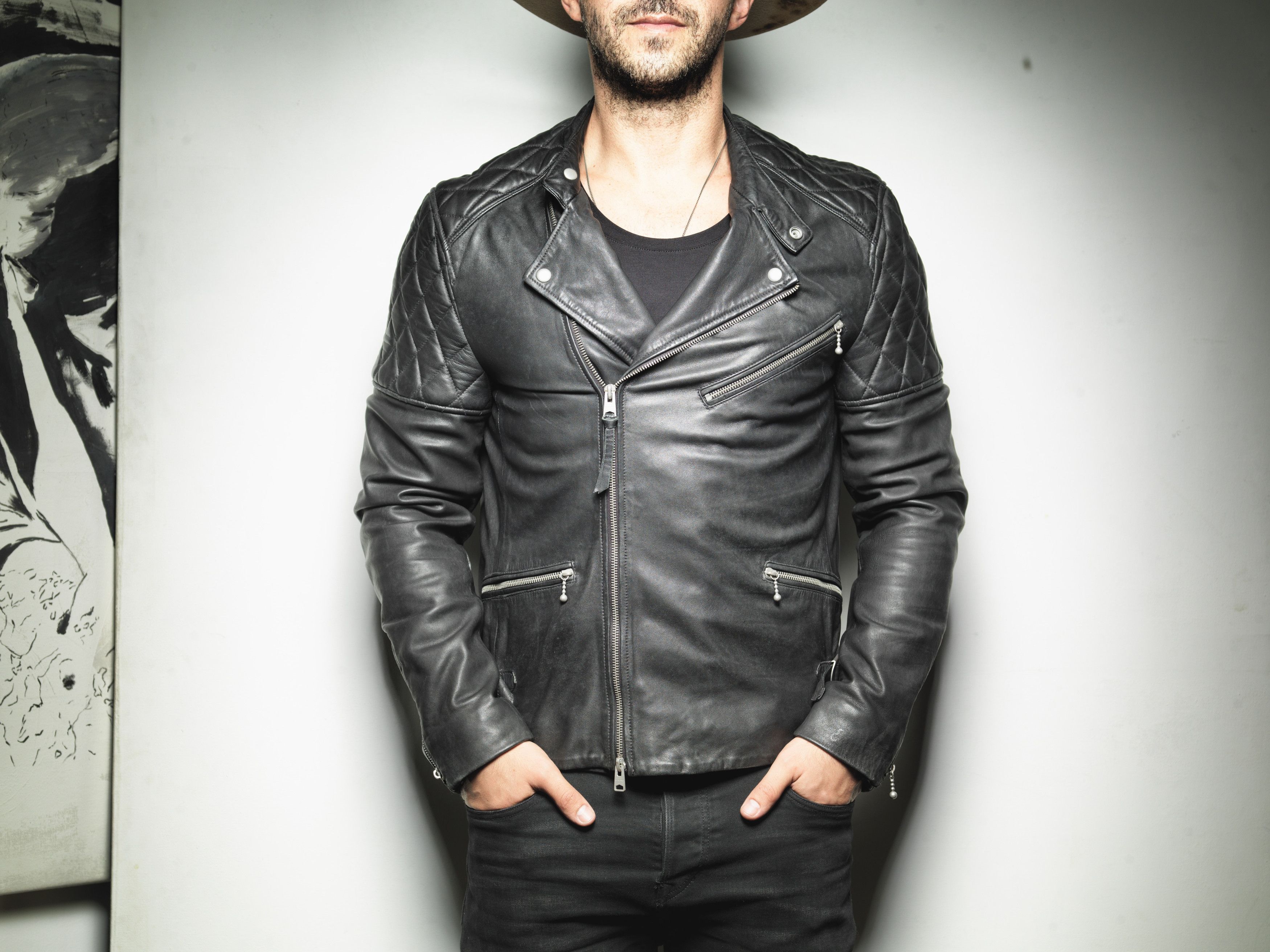 Allsaints ALL SAINTS MEN'S BLACK LEATHER BIKER JACKET SIZE MEDIUM Size US M / EU 48-50 / 2 - 5 Thumbnail