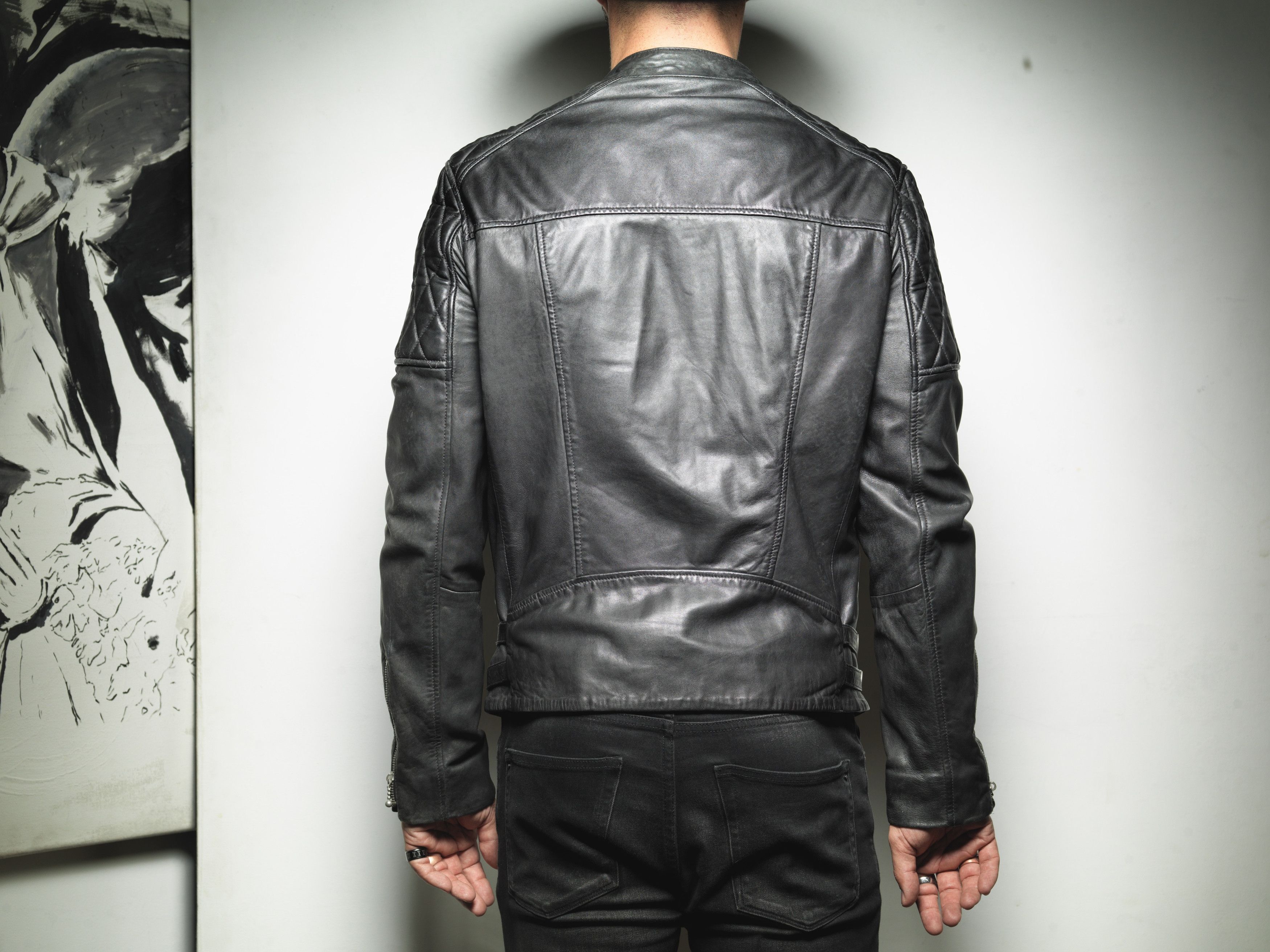 Allsaints ALL SAINTS MEN'S BLACK LEATHER BIKER JACKET SIZE MEDIUM Size US M / EU 48-50 / 2 - 6 Thumbnail