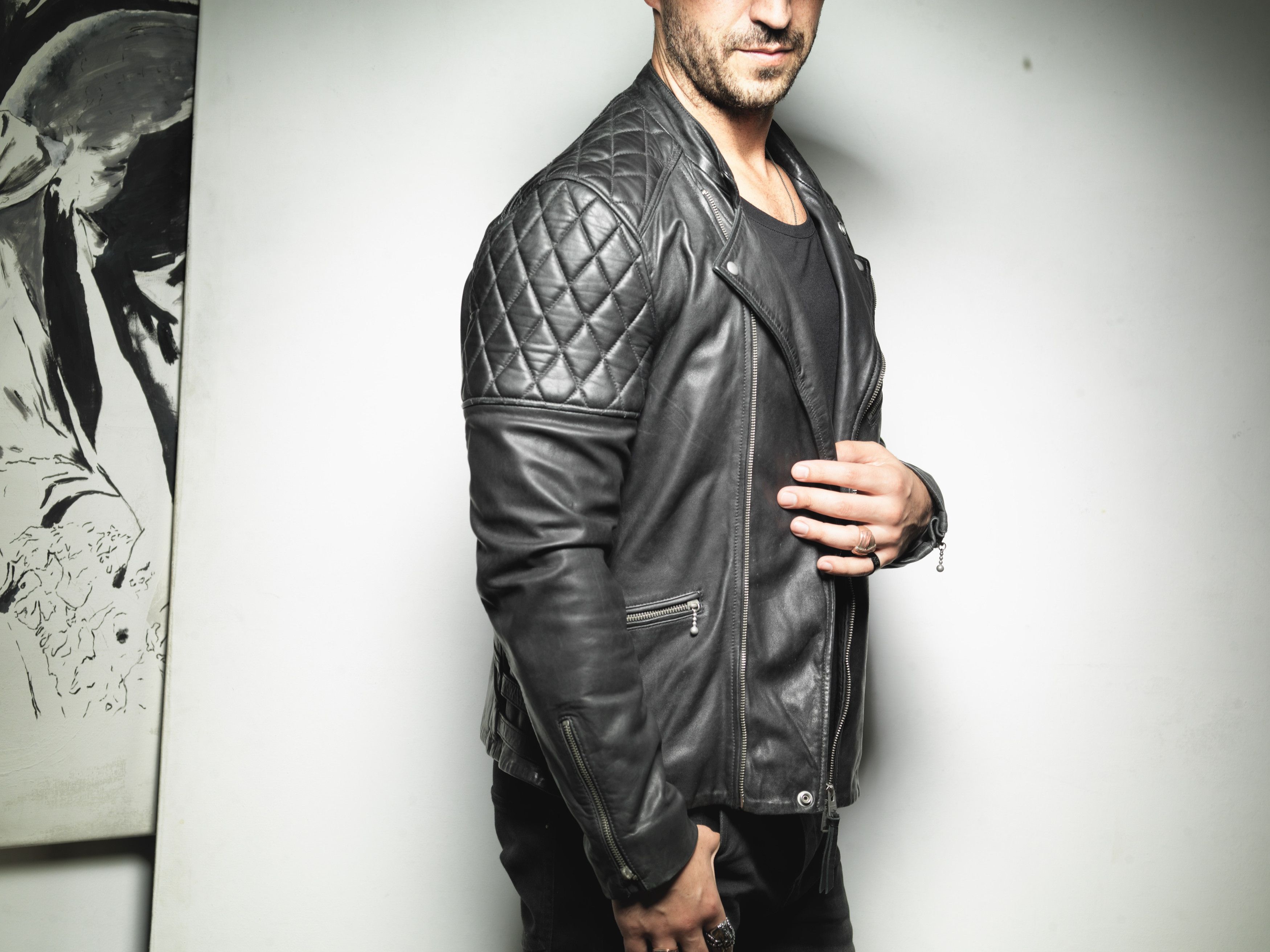 Allsaints ALL SAINTS MEN'S BLACK LEATHER BIKER JACKET SIZE MEDIUM Size US M / EU 48-50 / 2 - 4 Thumbnail