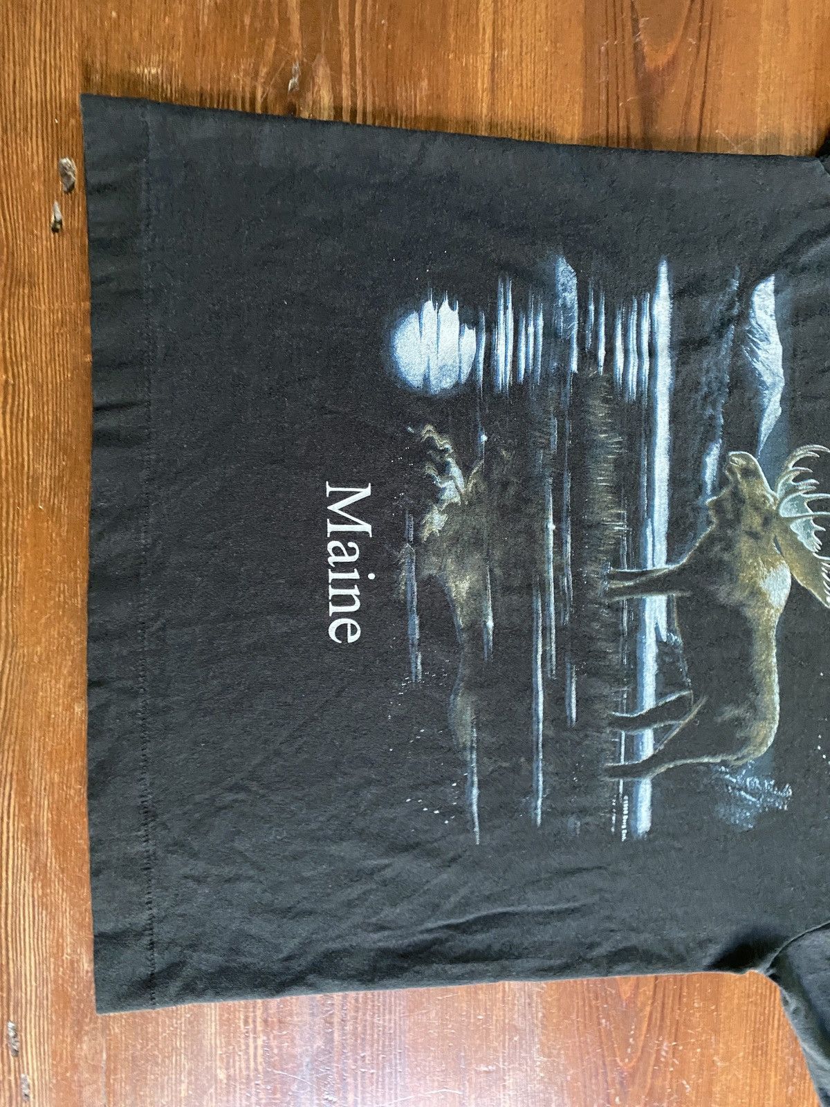 Fruit Of The Loom Vintage ‘98 Moose Maine Black Short Single Stitch Tee Size US XXS / EU 40 - 14 Thumbnail