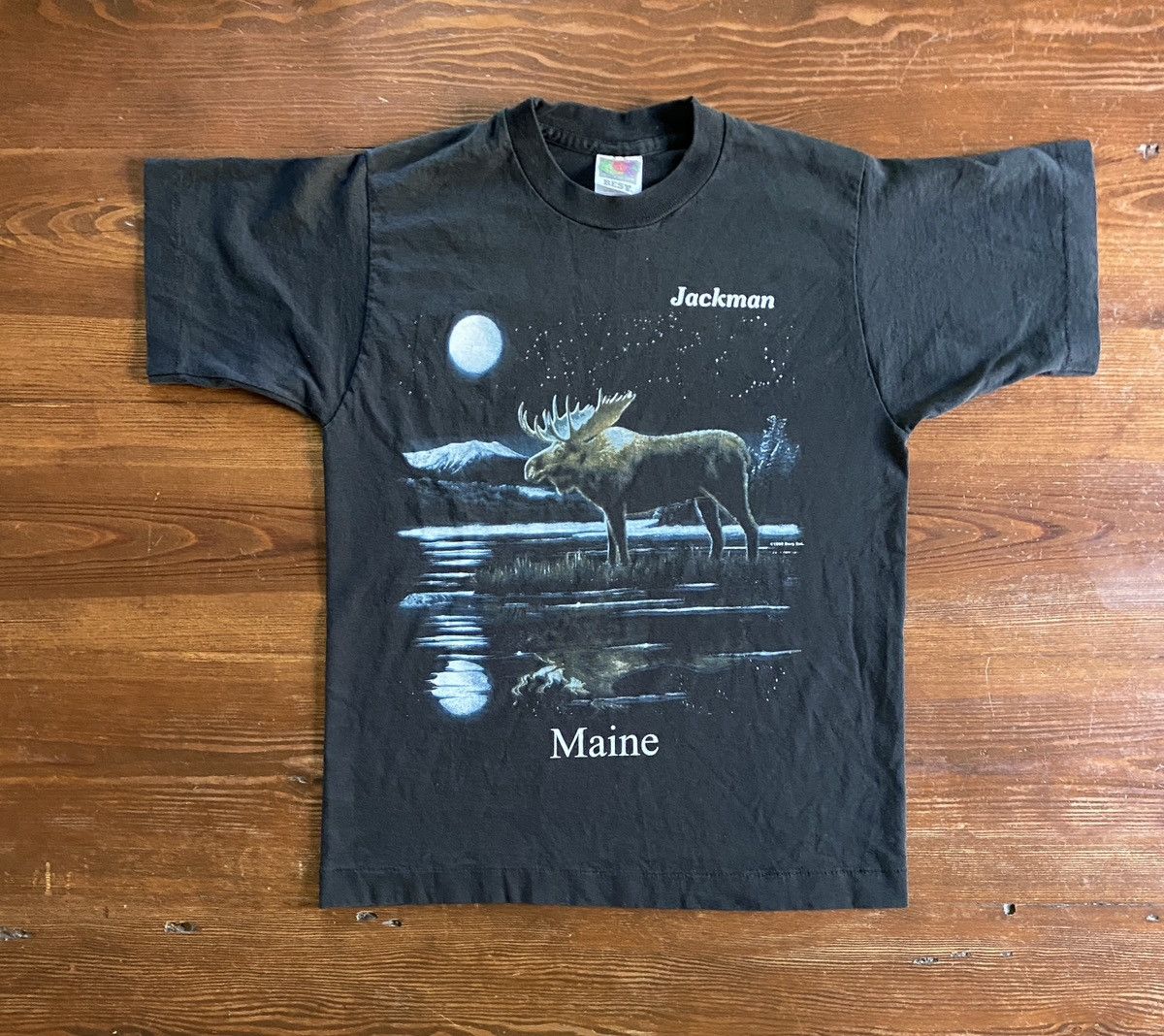 Fruit Of The Loom Vintage ‘98 Moose Maine Black Short Single Stitch Tee Size US XXS / EU 40 - 1 Thumbnail