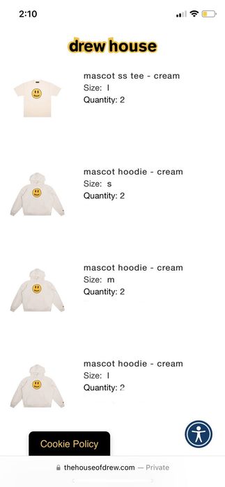 Drew House Mascot Hoodie Cream