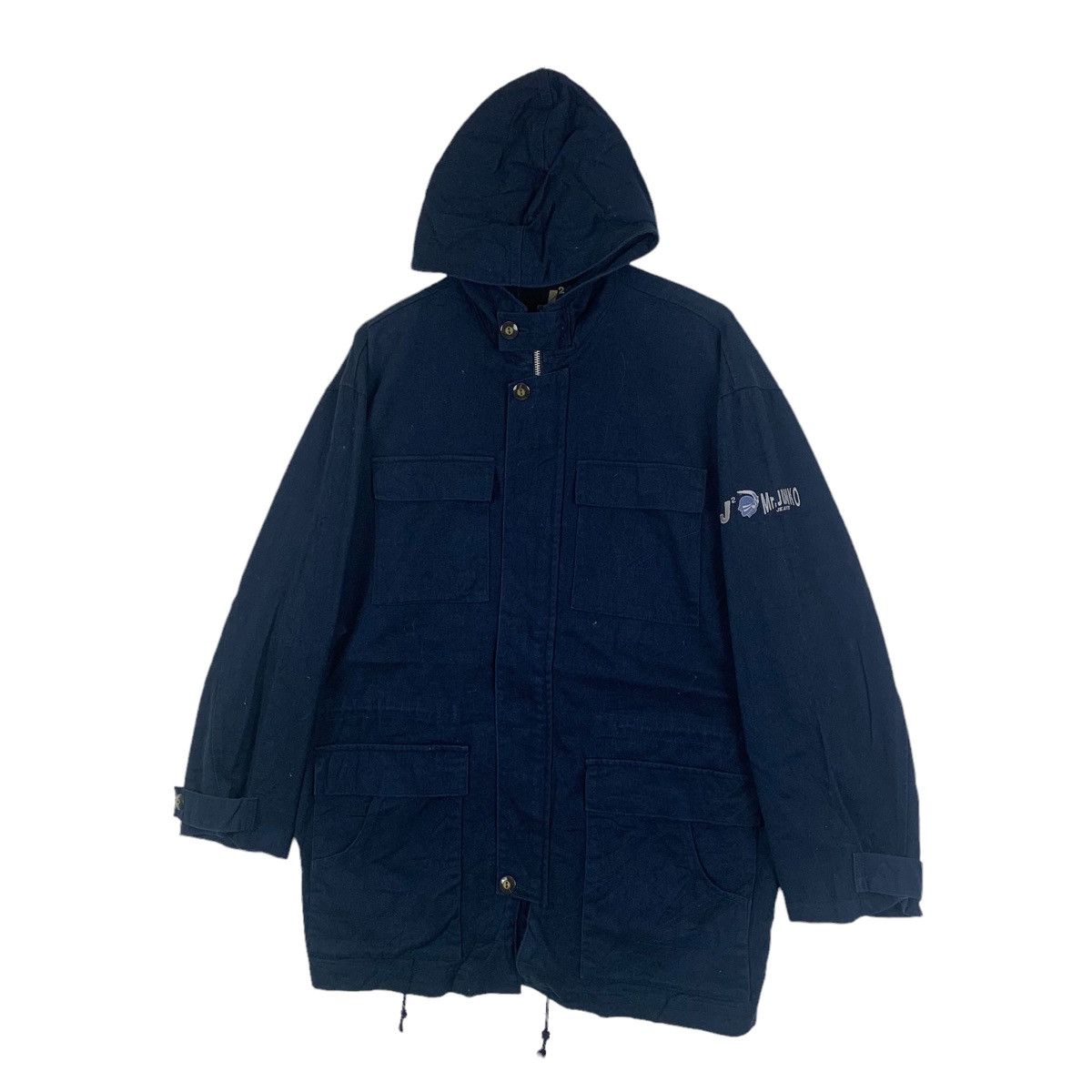 Japanese Brand × Mr. Junko × Vintage Mr JUNKO Jeans Japanese Brand Design Hoodie Long Coat Jacket Size US M / EU 48-50 / 2 - 4 Thumbnail