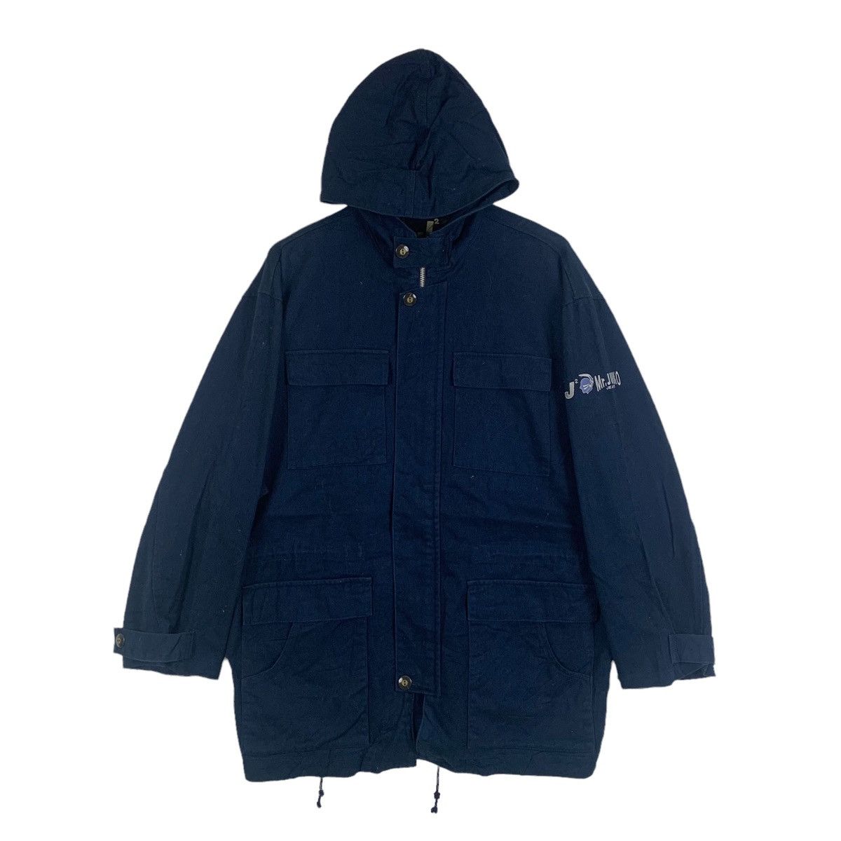 Japanese Brand × Mr. Junko × Vintage Mr JUNKO Jeans Japanese Brand Design Hoodie Long Coat Jacket Size US M / EU 48-50 / 2 - 1 Thumbnail