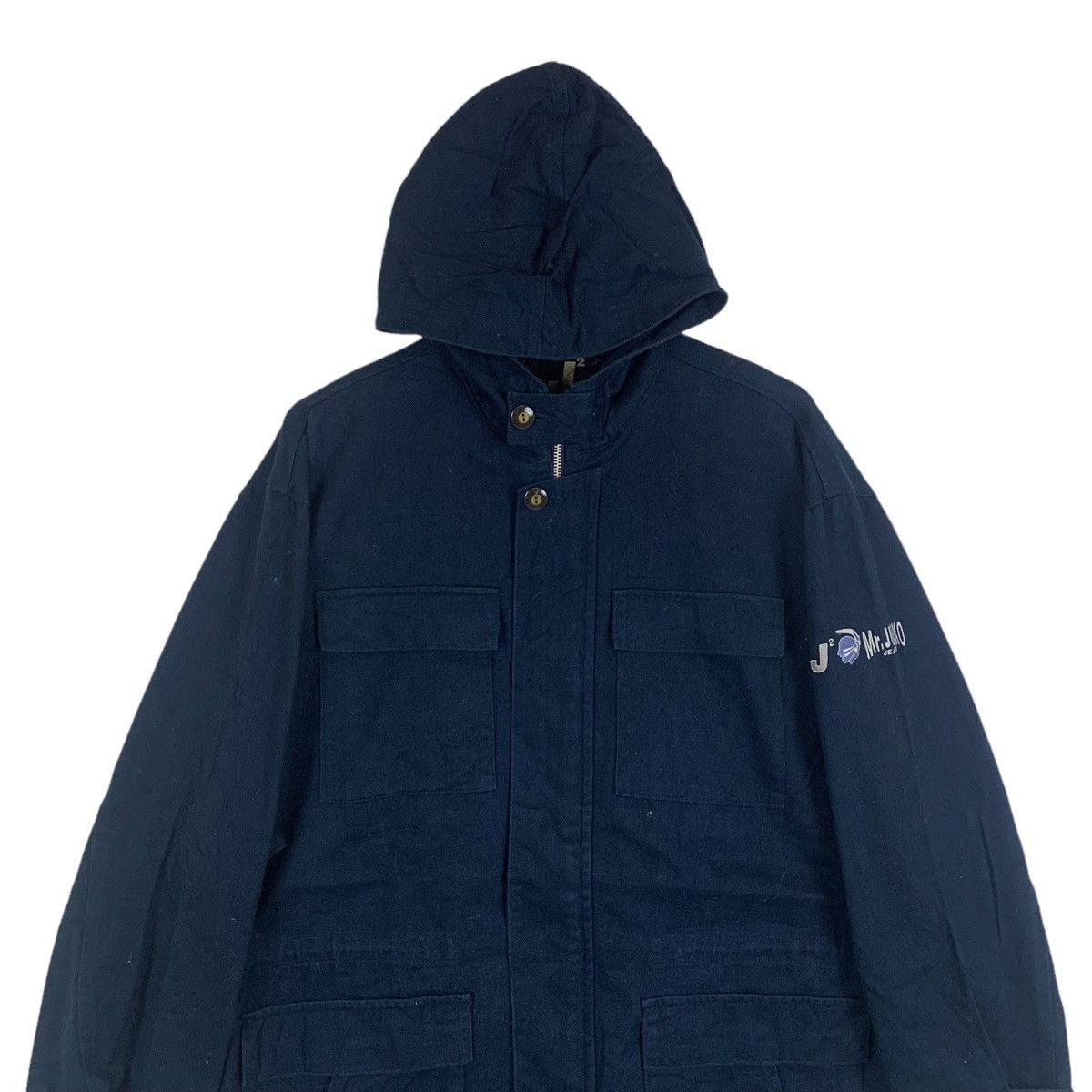Japanese Brand × Mr. Junko × Vintage Mr JUNKO Jeans Japanese Brand Design Hoodie Long Coat Jacket Size US M / EU 48-50 / 2 - 5 Thumbnail