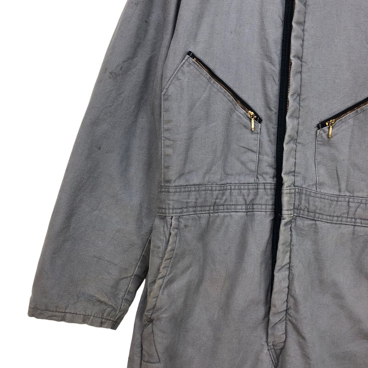 Walls Vtg 90s Walls Coveralls Faded Grey Duck Canvas Made In Usa Size US 34 / EU 50 - 4 Thumbnail