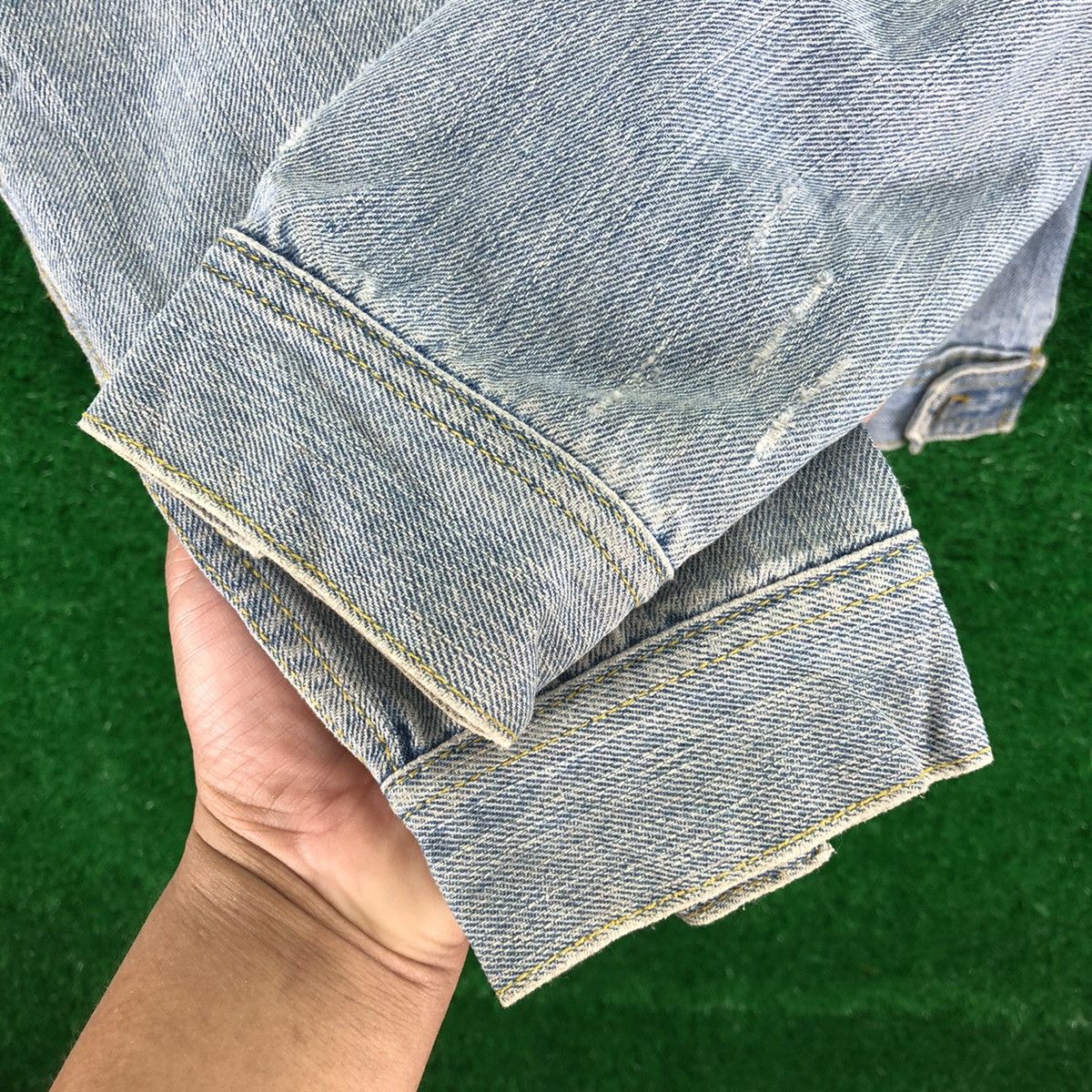Japanese Brand Vintage 90's Trucker Denim Jacket Faded Distressed Style Size S / US 4 / IT 40 - 12 Thumbnail