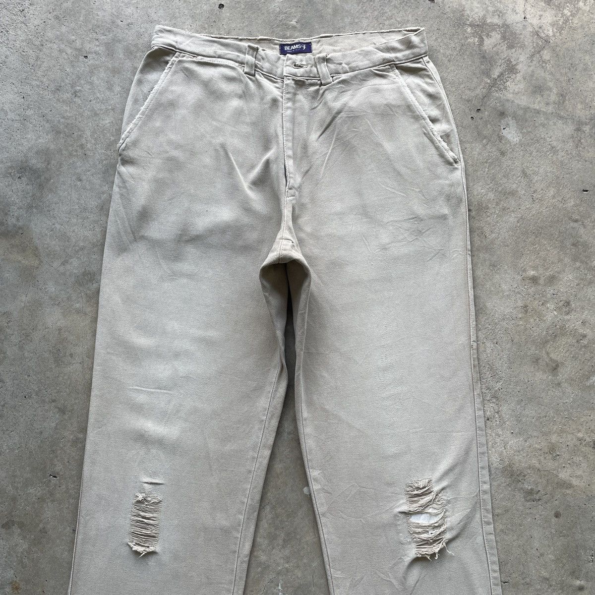 Japanese Brand W30🔥 Vintage Beams Made In Italy Distressed Trousers Pants Size US 30 / EU 46 - 3 Thumbnail