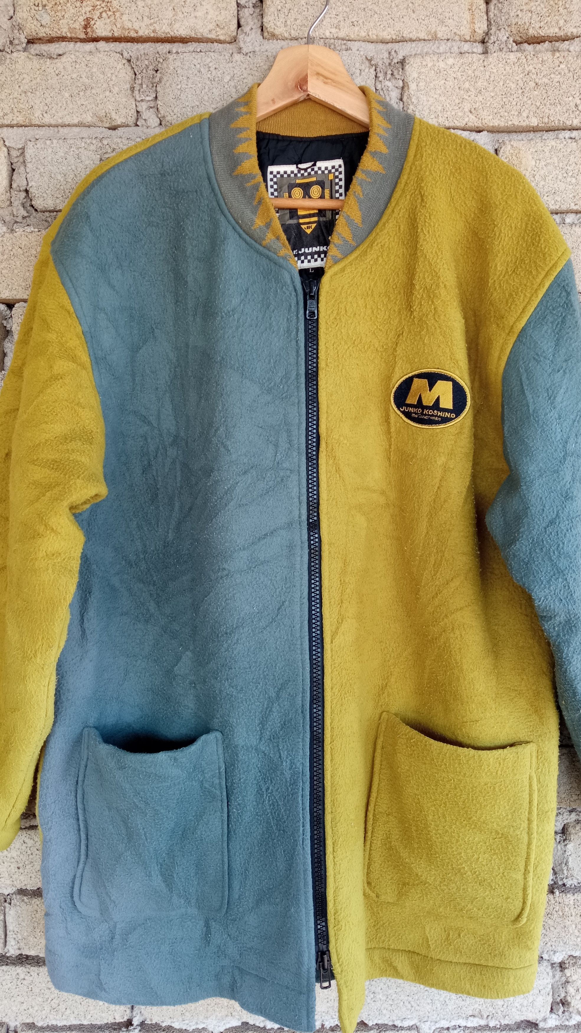 Hiroko Koshino Homme × Japanese Brand × Vintage 🔥🔥Vintage Junko Koshino 2 Tone Colour Block Fleece Jacket Size US L / EU 52-54 / 3 - 6 Thumbnail