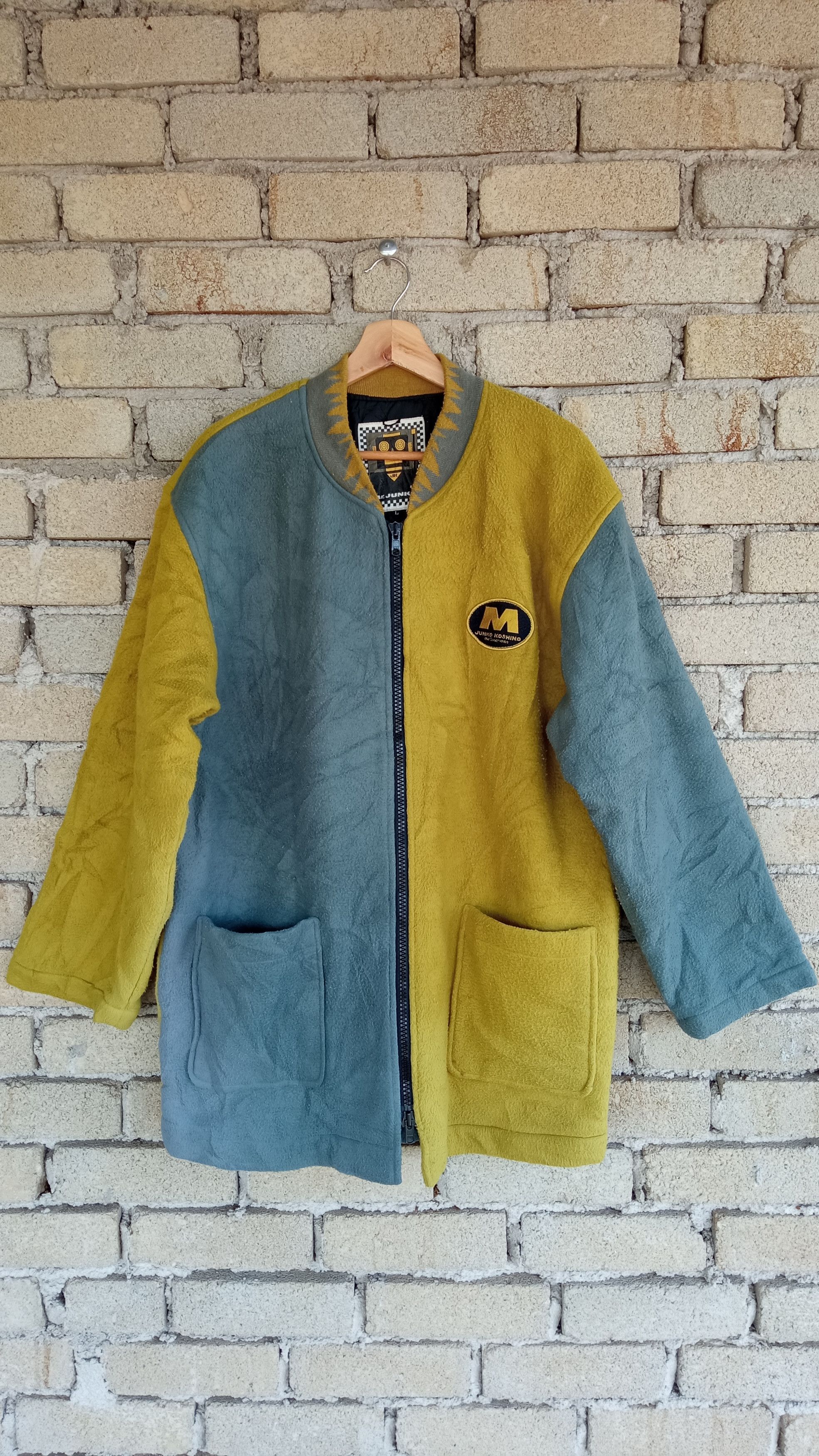 Hiroko Koshino Homme × Japanese Brand × Vintage 🔥🔥Vintage Junko Koshino 2 Tone Colour Block Fleece Jacket Size US L / EU 52-54 / 3 - 1 Thumbnail