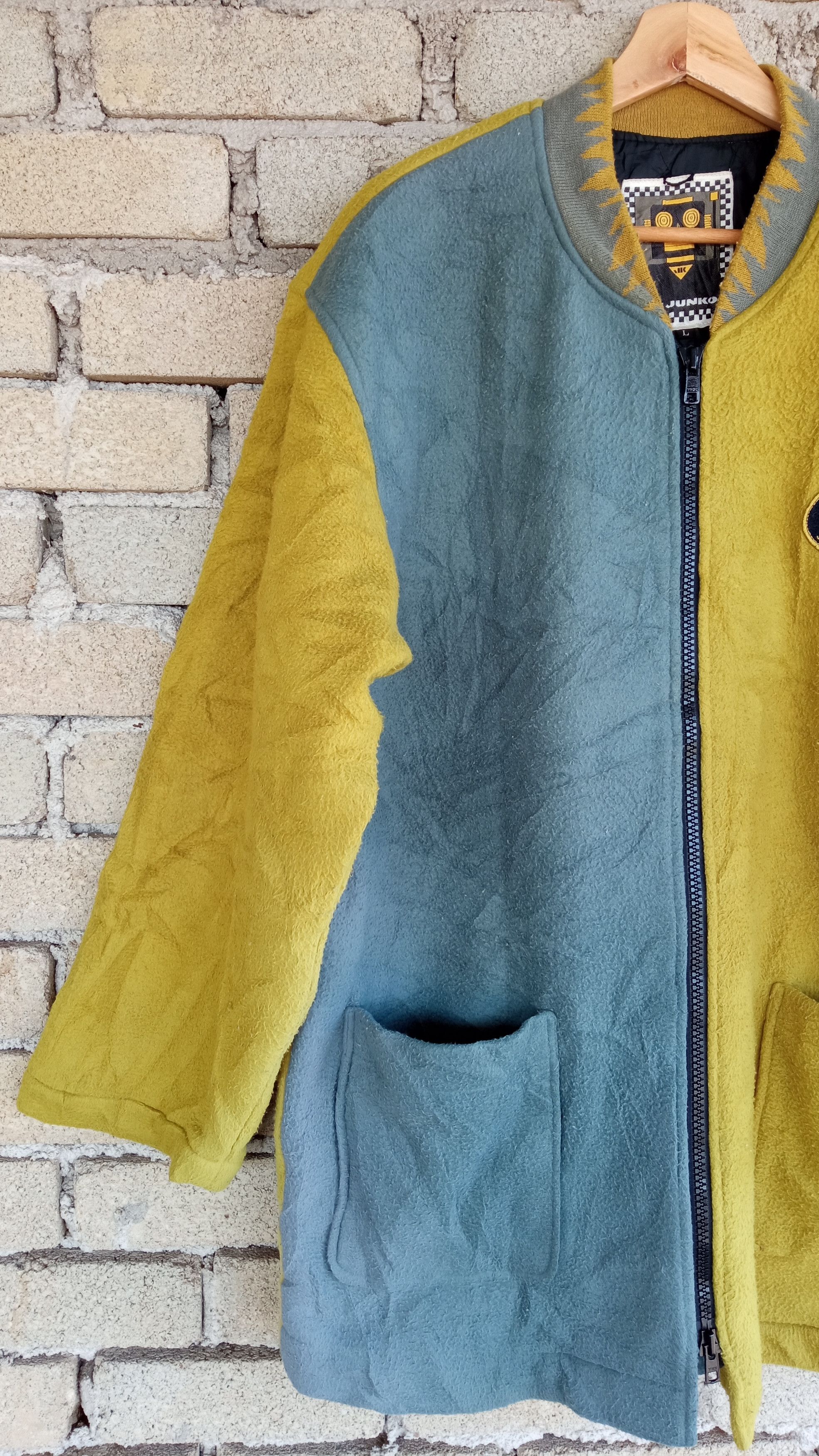 Hiroko Koshino Homme × Japanese Brand × Vintage 🔥🔥Vintage Junko Koshino 2 Tone Colour Block Fleece Jacket Size US L / EU 52-54 / 3 - 7 Thumbnail