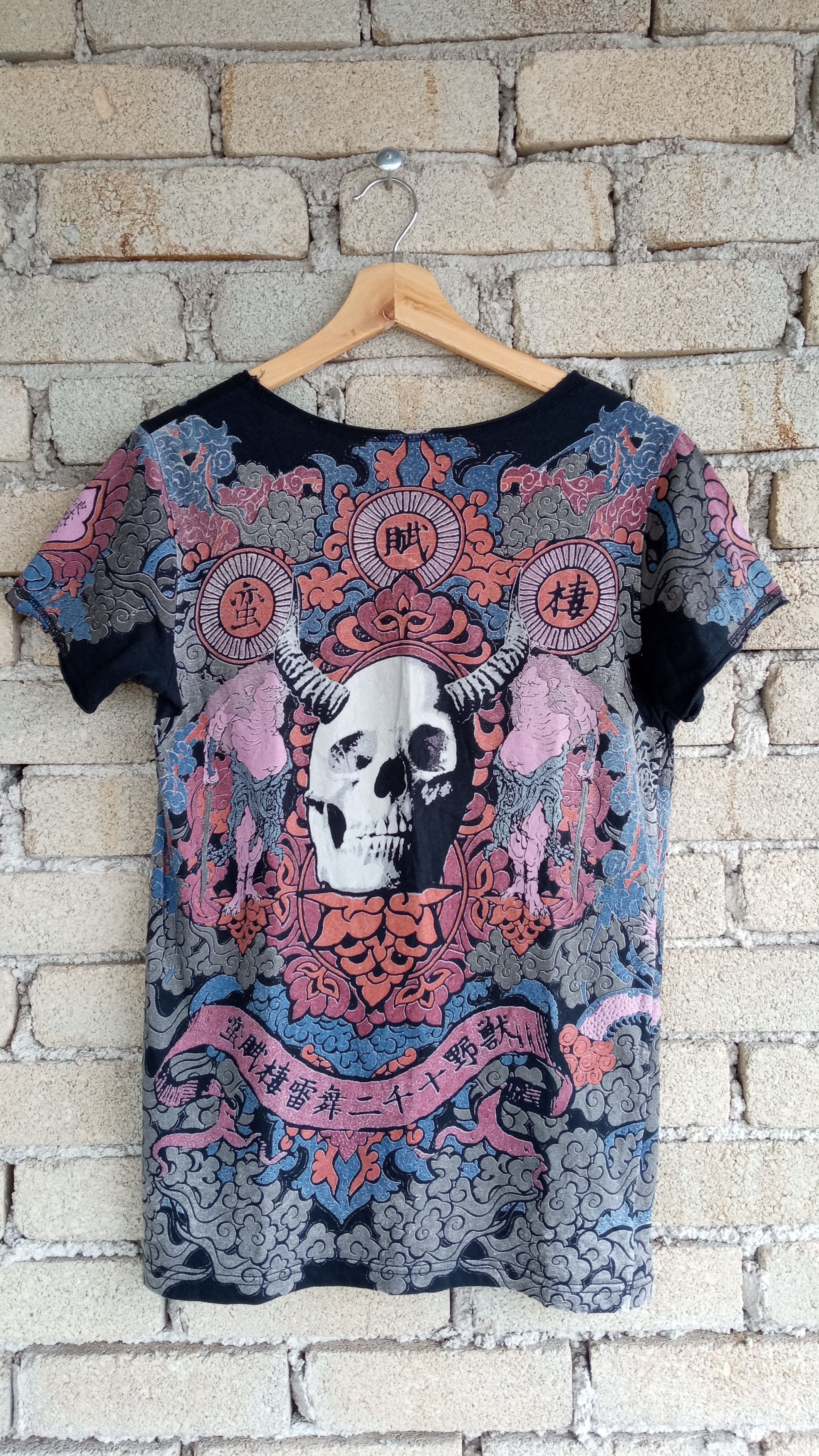 Japanese Brand × Vintage 🔥🔥Japanese Brand Fullprint Peacock Dragon Skull T-Shirt Size US S / EU 44-46 / 1 - 8 Thumbnail