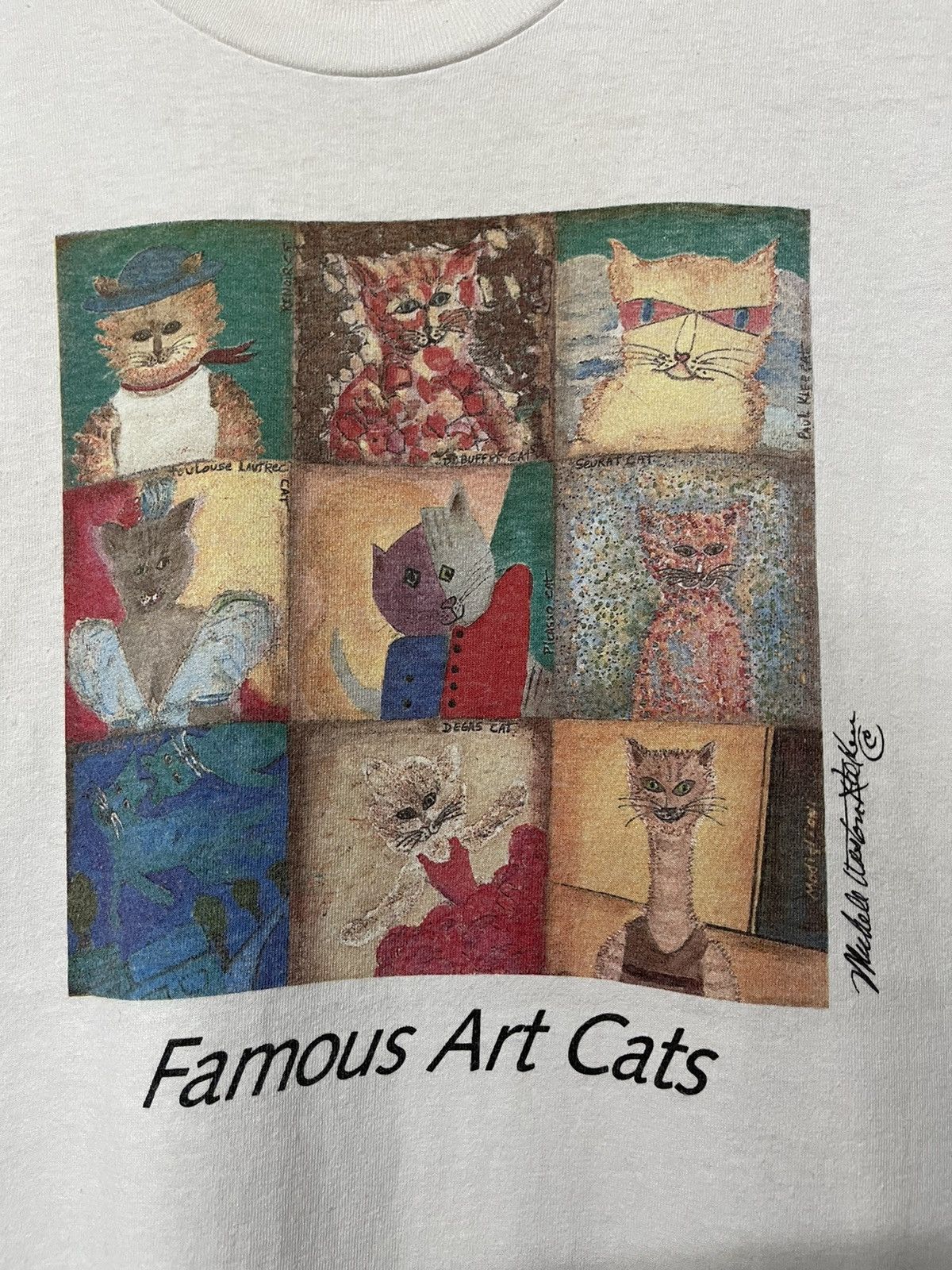 Vintage vintage 90s Pop Art Famous Cats By Amedeo Modigliani Tee Size US XL / EU 56 / 4 - 2 Thumbnail
