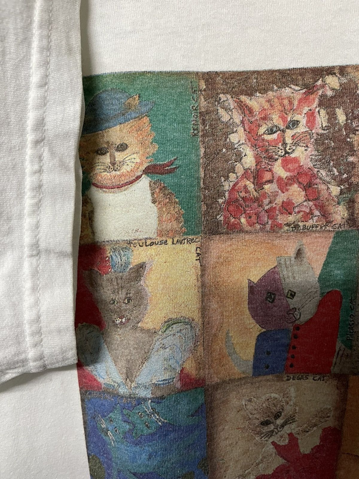 Vintage vintage 90s Pop Art Famous Cats By Amedeo Modigliani Tee Size US XL / EU 56 / 4 - 8 Thumbnail