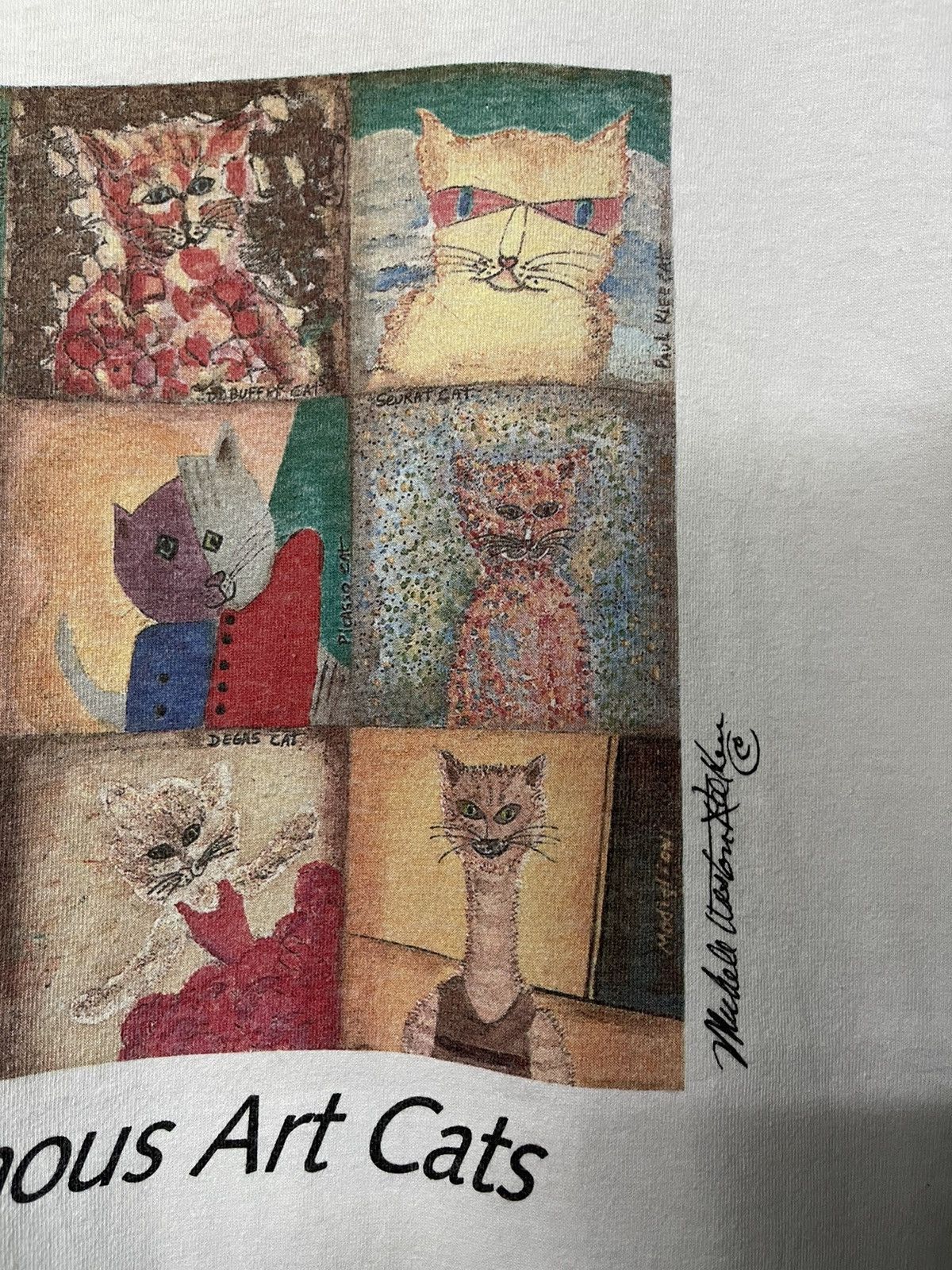 Vintage vintage 90s Pop Art Famous Cats By Amedeo Modigliani Tee Size US XL / EU 56 / 4 - 6 Thumbnail
