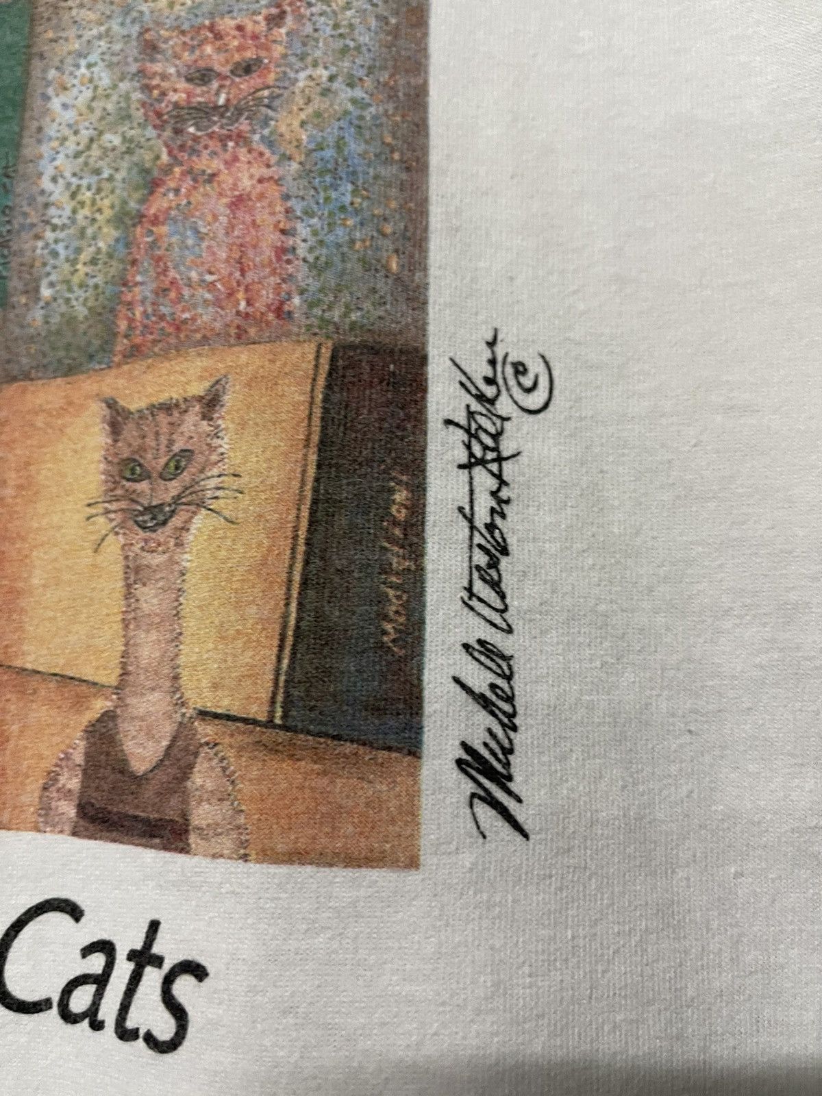 Vintage vintage 90s Pop Art Famous Cats By Amedeo Modigliani Tee Size US XL / EU 56 / 4 - 3 Thumbnail