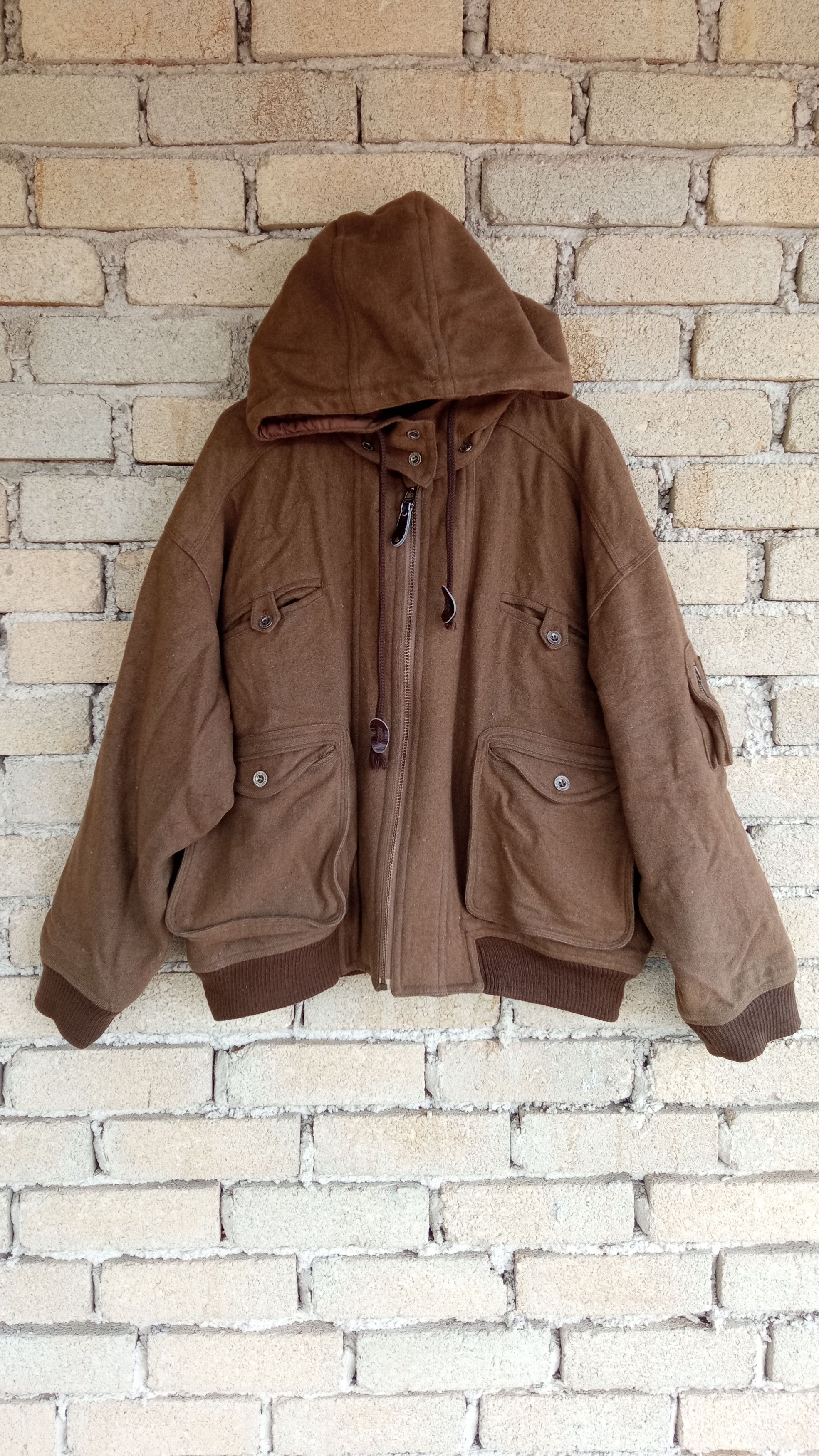 image of Military x Vintage Girl Girl Grow Bomber Style Hoodie Jacket in Brown, Men's (Size XL)