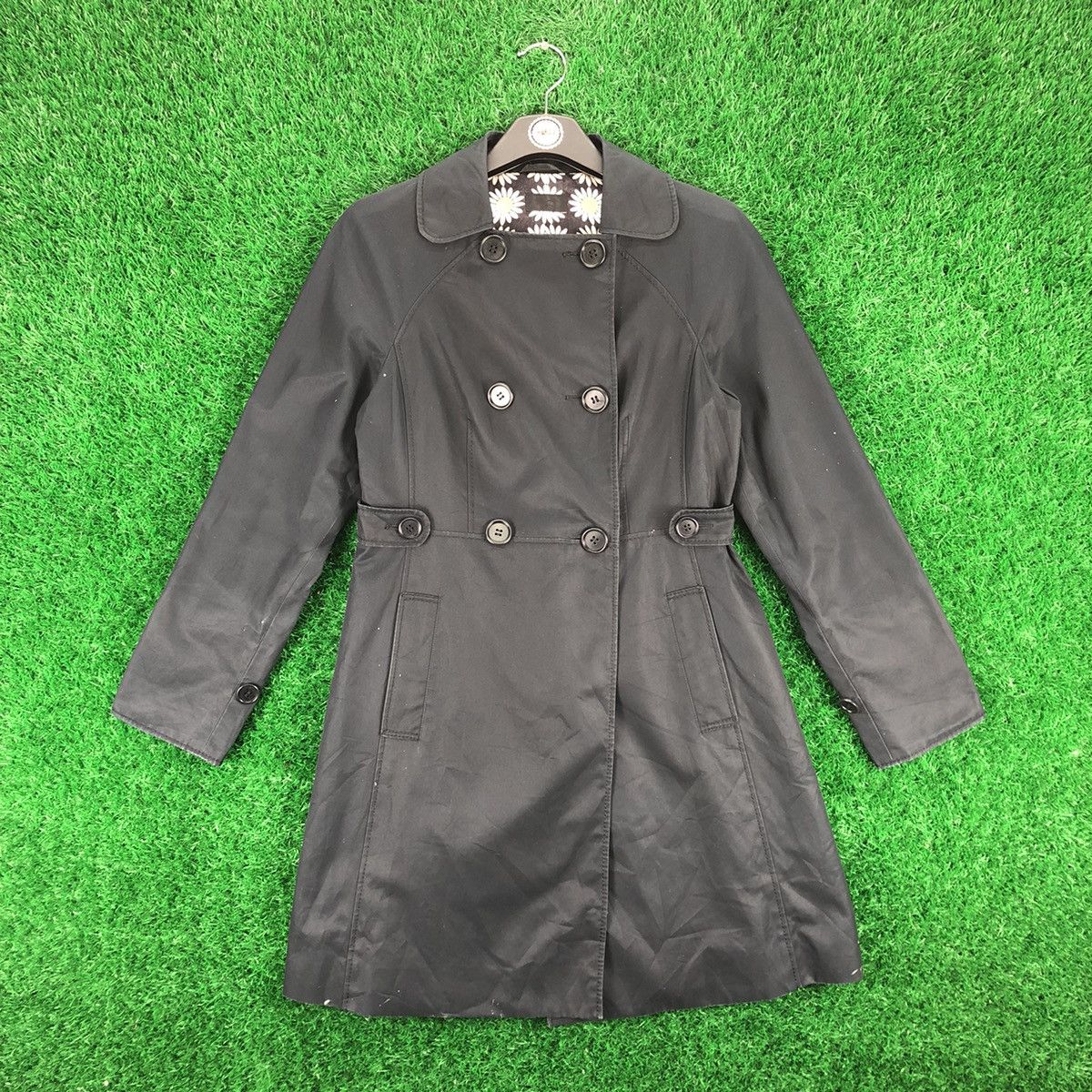 image of Avant Garde Paul Smith Black Double Breasted Down Coat For Women in Dark Blue (Size 2XS)
