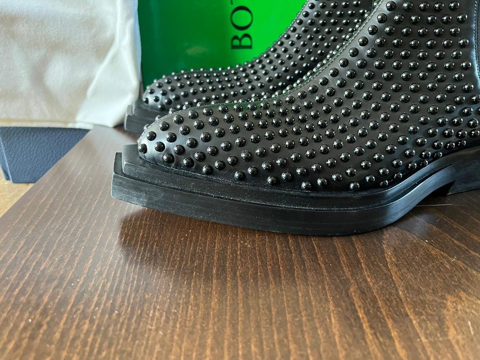 Bottega Veneta o1rshd1 Bullet Dotted Osaka Shine Calf Boots in Black Size US 8 / EU 41 - 4 Thumbnail