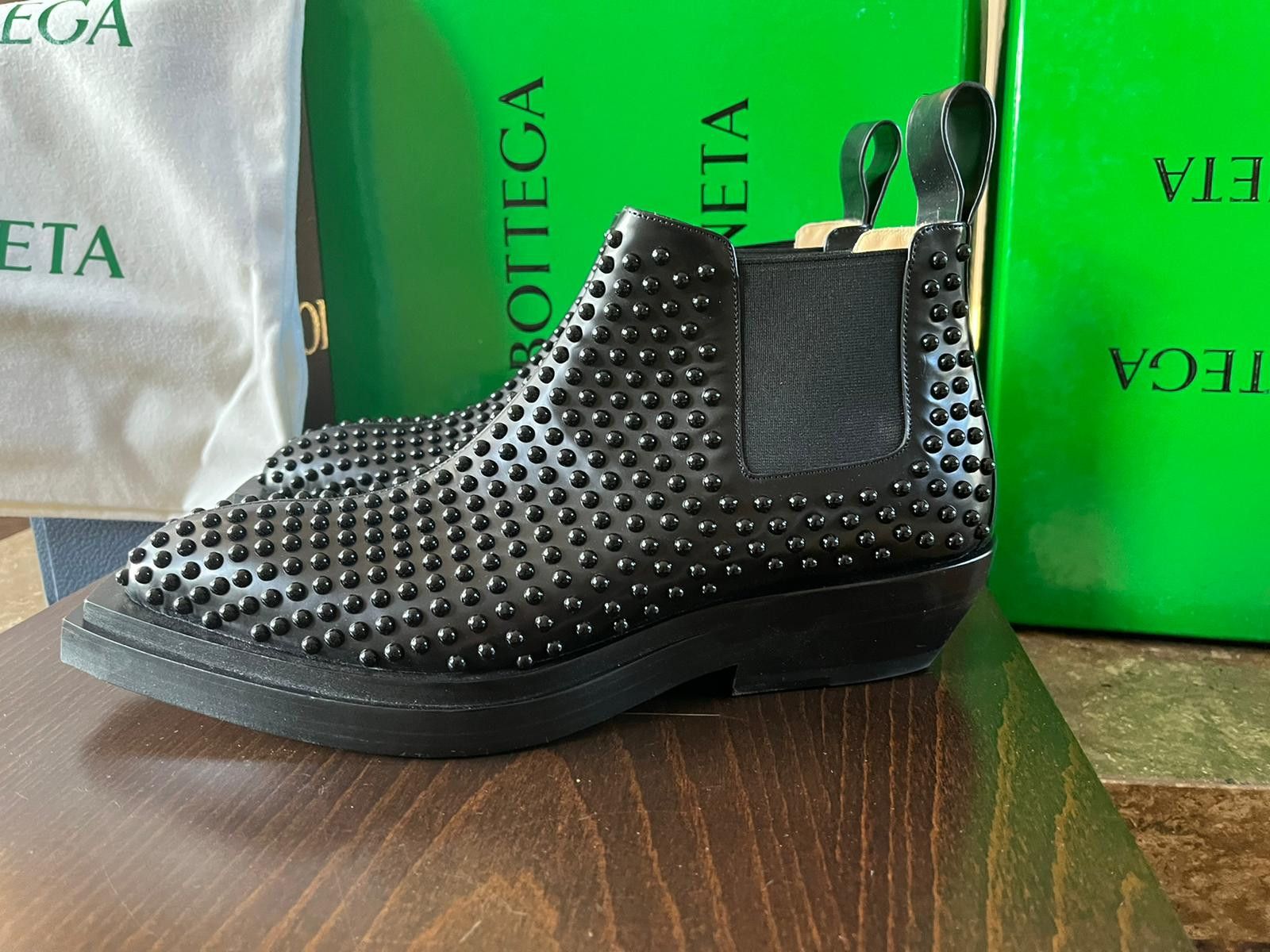 Bullet Dotted Osaka Calf Boots in Black