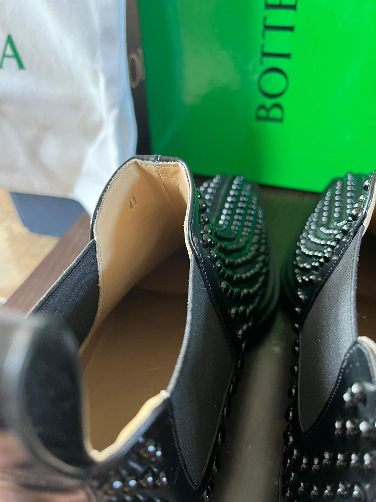 Bottega Veneta o1rshd1 Bullet Dotted Osaka Shine Calf Boots in Black Size US 8 / EU 41 - 12 Thumbnail