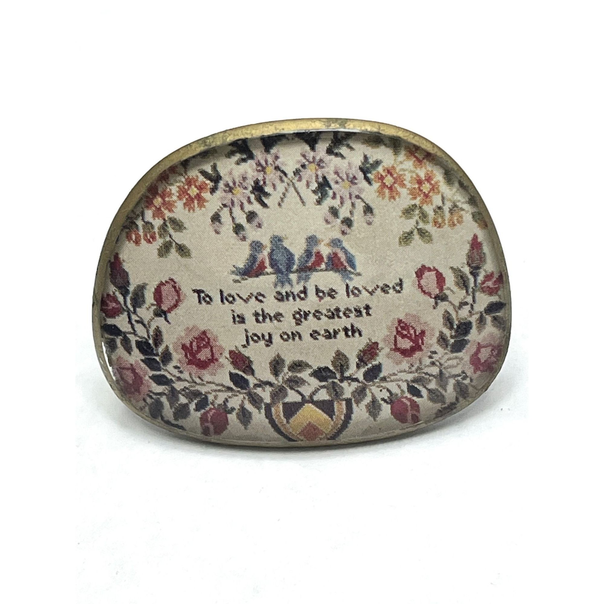 Vintage Tapestry Plastic Brooch Pin