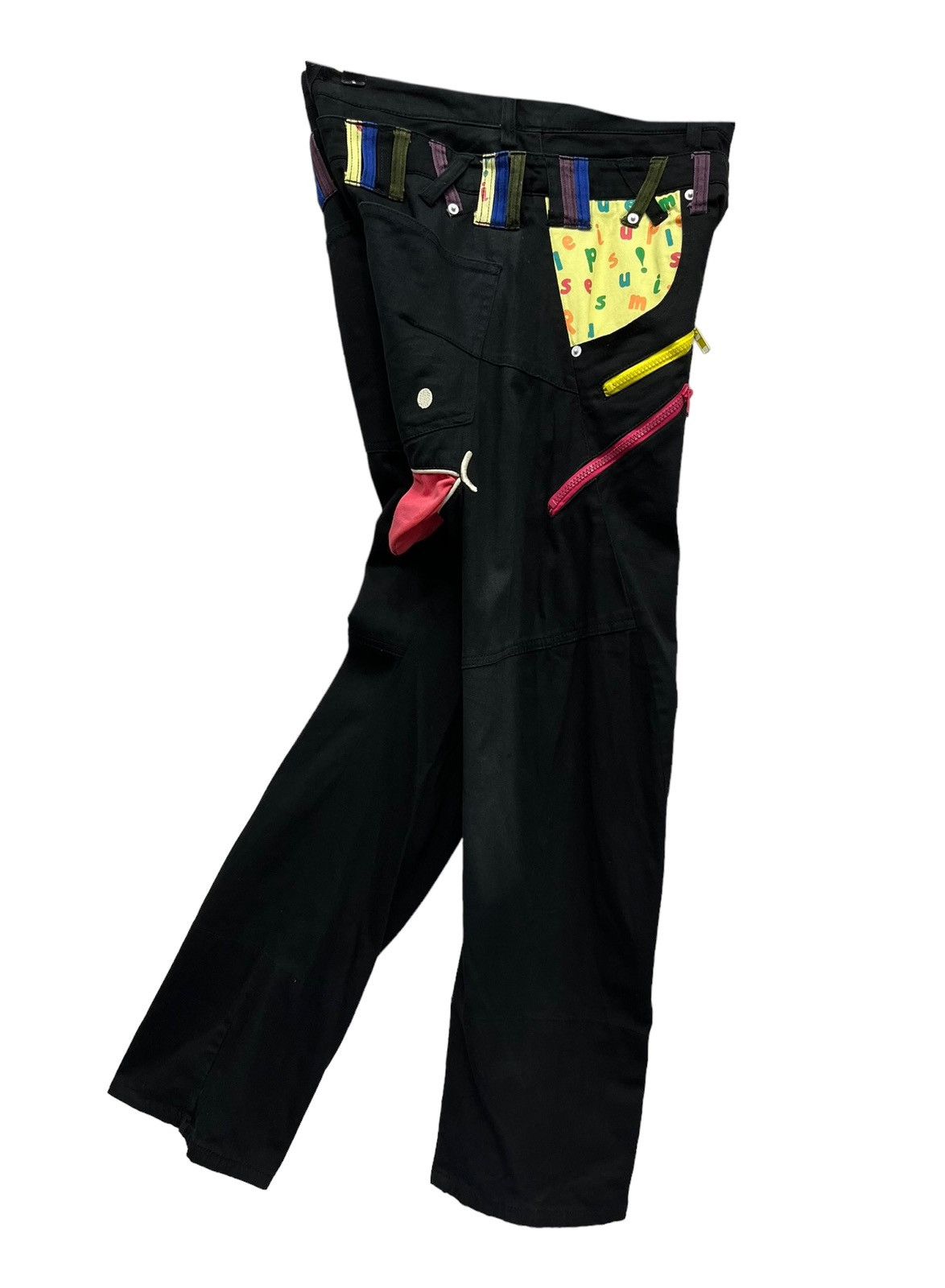 Japanese Brand 😛UP! SMILE Double Waist Stretch Cotton Fun Art Smiley Pants Size US 31 - 16 Thumbnail