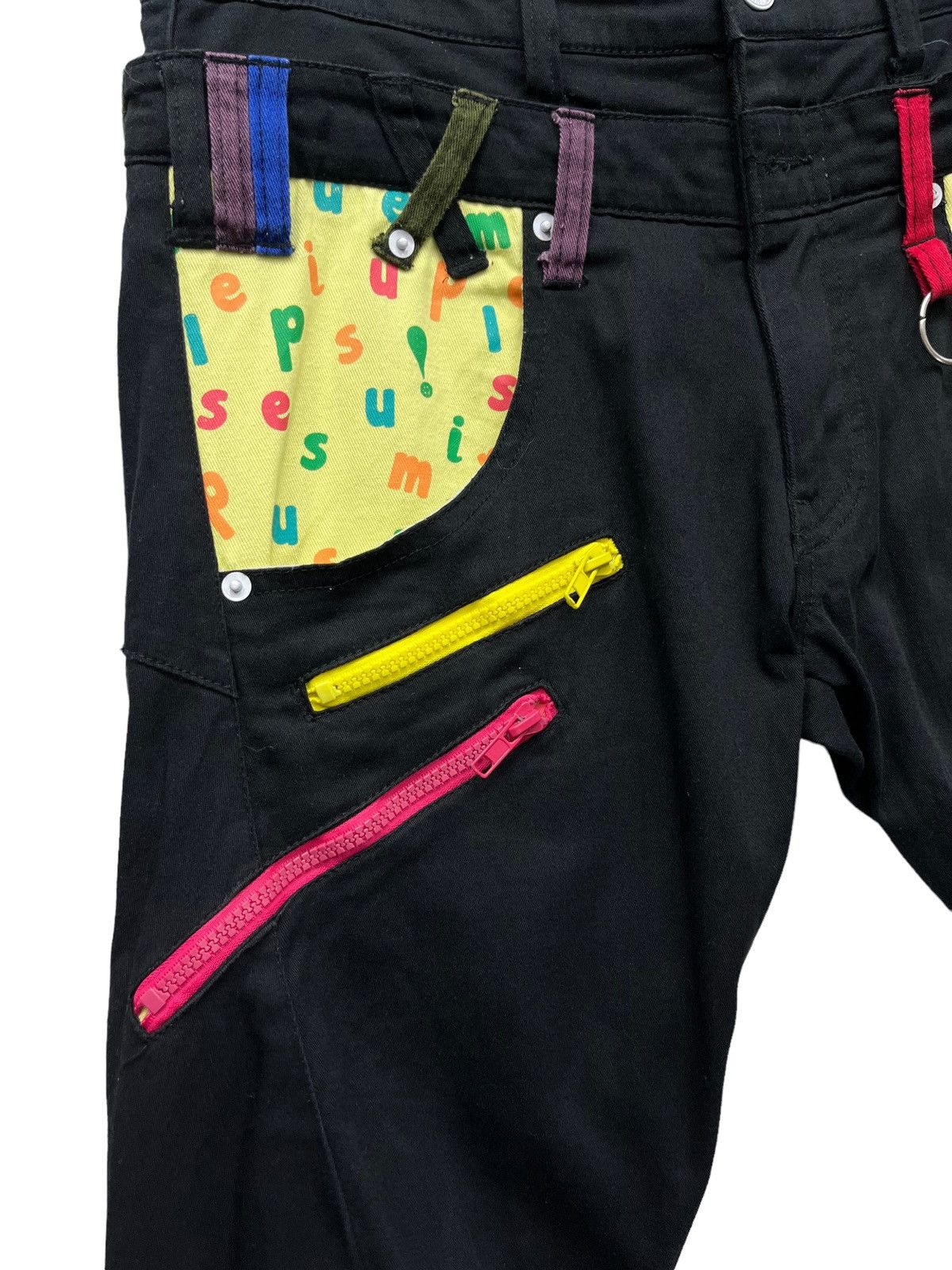 Japanese Brand 😛UP! SMILE Double Waist Stretch Cotton Fun Art Smiley Pants Size US 31 - 8 Thumbnail