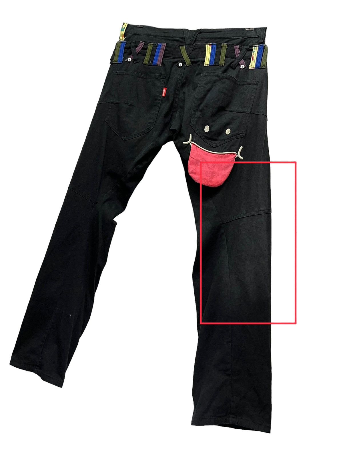 Japanese Brand 😛UP! SMILE Double Waist Stretch Cotton Fun Art Smiley Pants Size US 31 - 17 Thumbnail