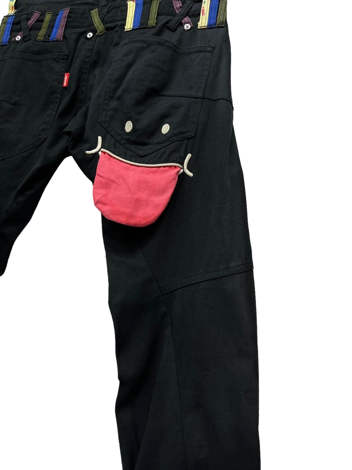 Japanese Brand 😛UP! SMILE Double Waist Stretch Cotton Fun Art Smiley Pants Size US 31 - 13 Thumbnail