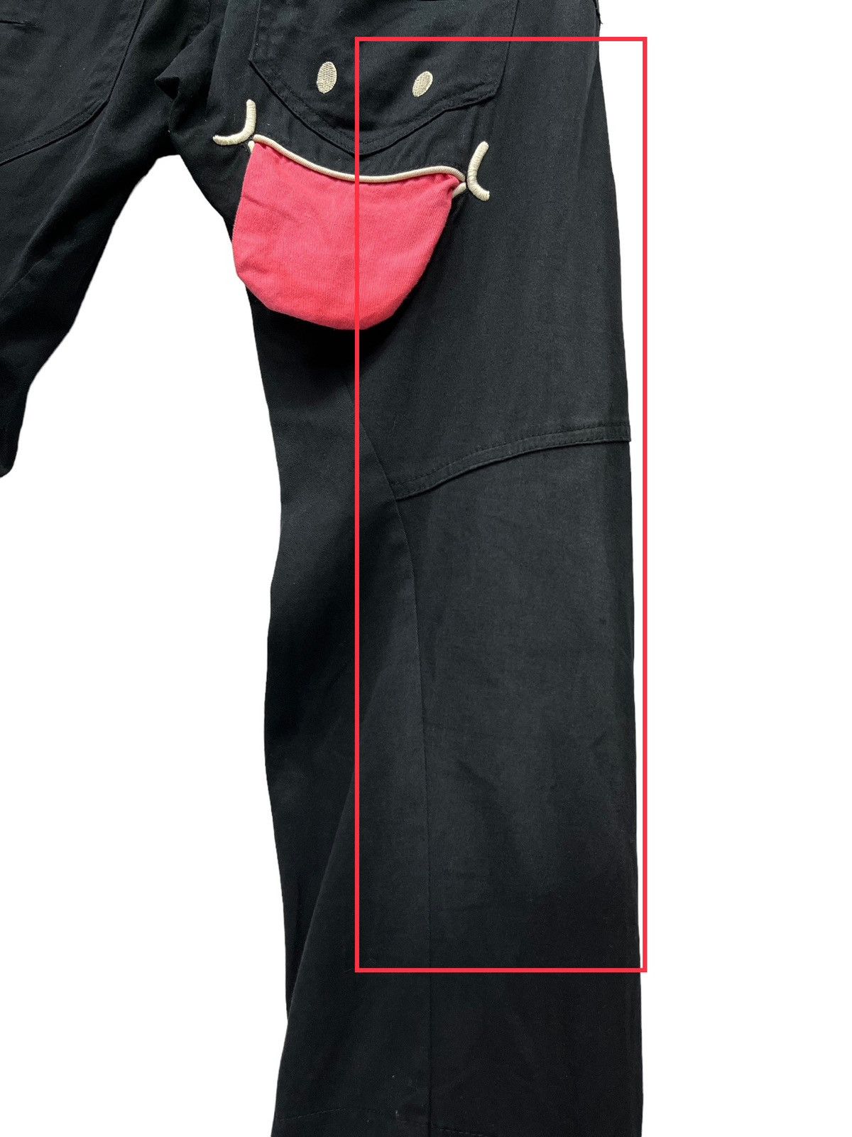 Japanese Brand 😛UP! SMILE Double Waist Stretch Cotton Fun Art Smiley Pants Size US 31 - 15 Thumbnail