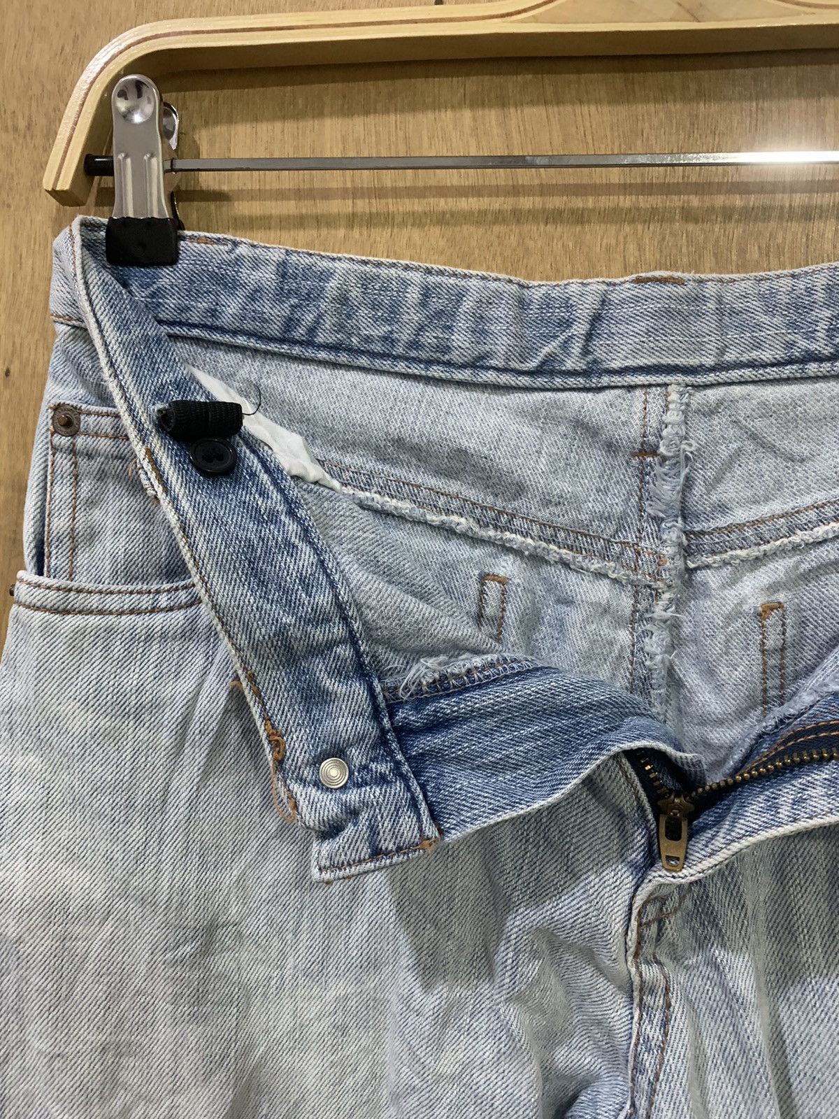 Japanese Brand 90s 3D Baggy Multipocket Distressed Flare Cargo Denim Jeans Size 28" / US 6 / IT 42 - 18 Thumbnail